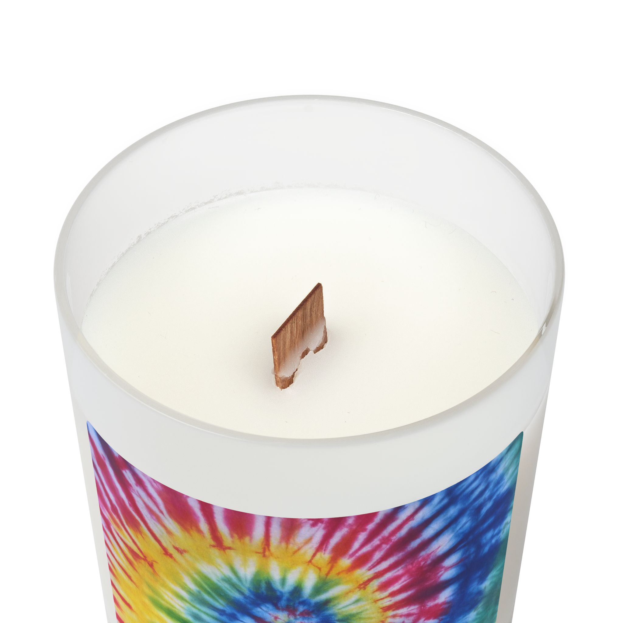Frosted Glass Candle, 11oz Tie-Dye Design Primary Colors - Image 5