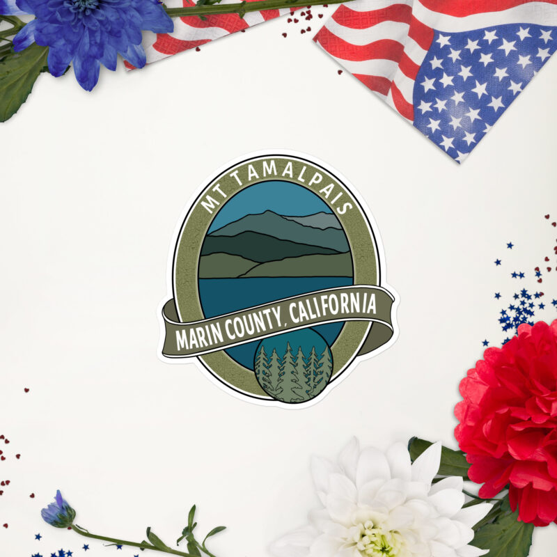 Mt Tamalpais Marin County California Oval Collector's Design - Kiss Cut Stickers - select size