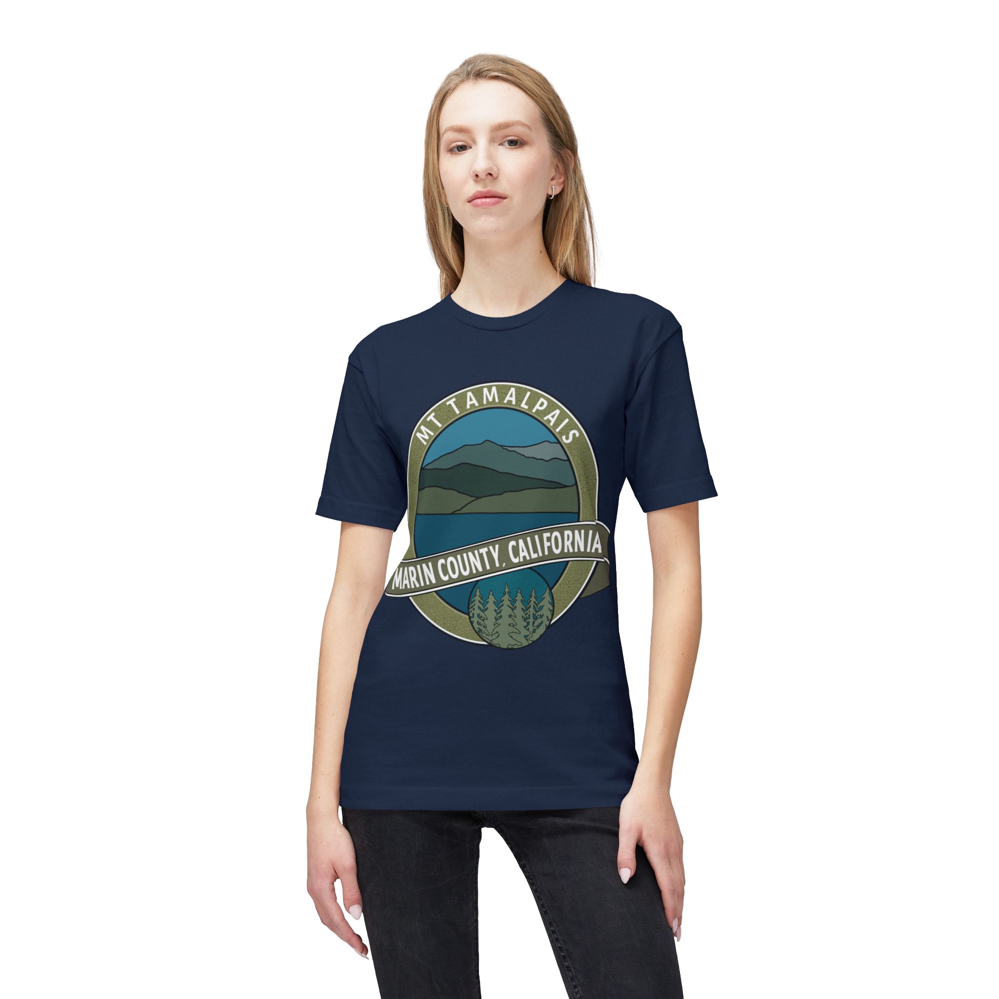 Unisex 100% Cotton Midweight T-shirt Oval Mt Tamalpais Marin County California Collector's Design - Made and assembled in the USA - Image 27