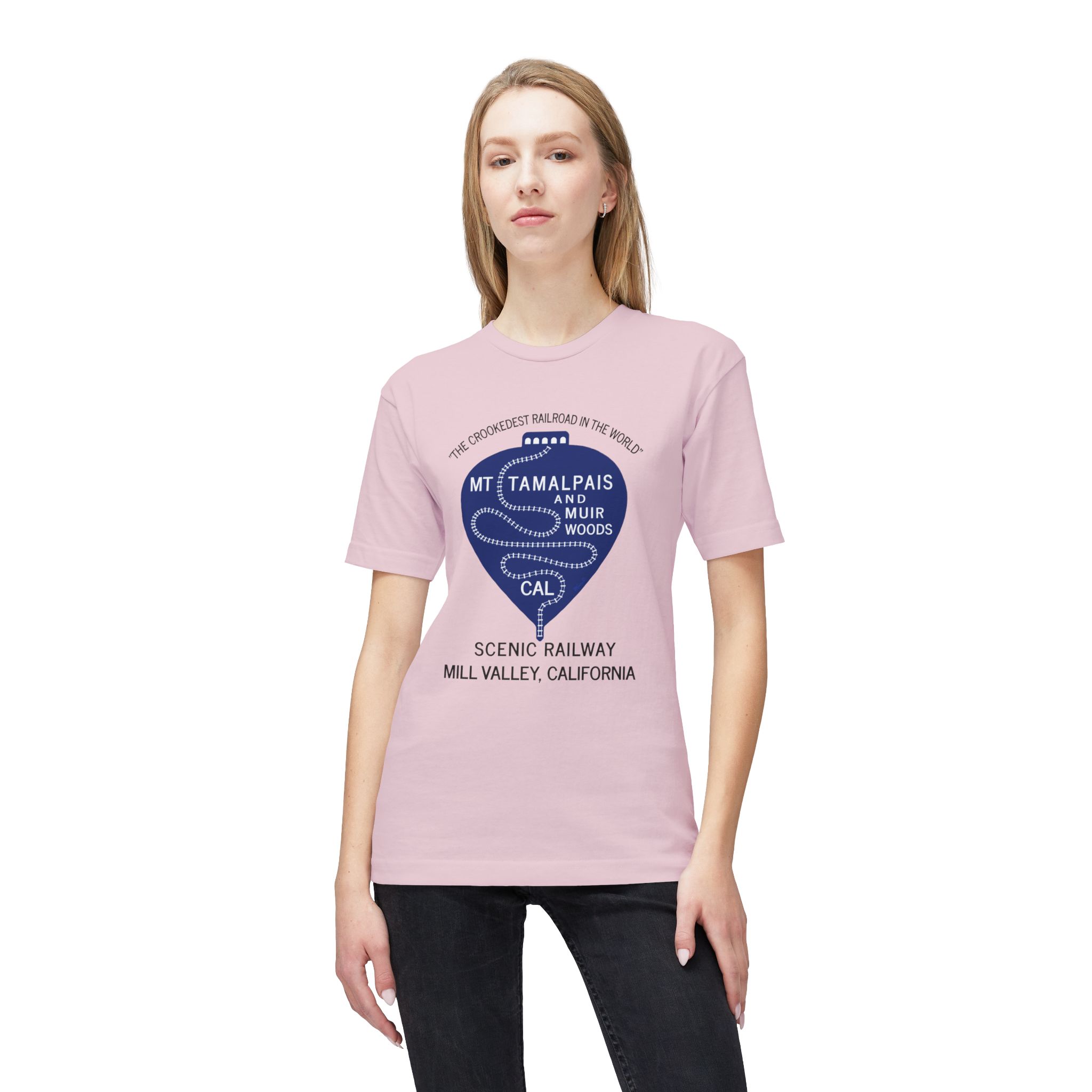Meduim-Weight T-shirt - Vintage 1911 Mt Tamalpais Muir Woods Scenic Railroad Mill Valley California -Black text - Made and assembled in the USA - Image 23