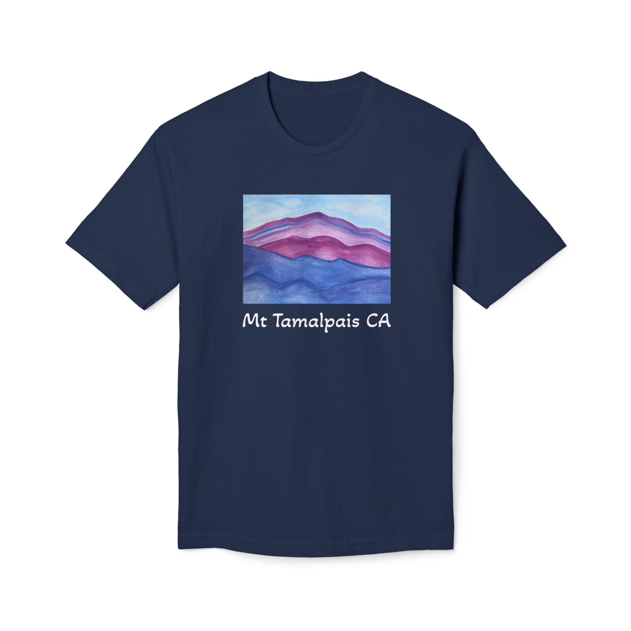 Meduim-Weight T-shirt - Purple Mountains Majesty Mt Tamalpais Watercolor Painting (print) - Select color - Made and assembled in the USA - Image 9