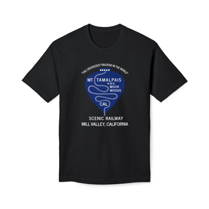 Meduim-Weight T-shirt - Vintage 1911 Mt Tamalpais Muir Woods Scenic Railroad Mill Valley California - White Text - Made and assembled in the USA