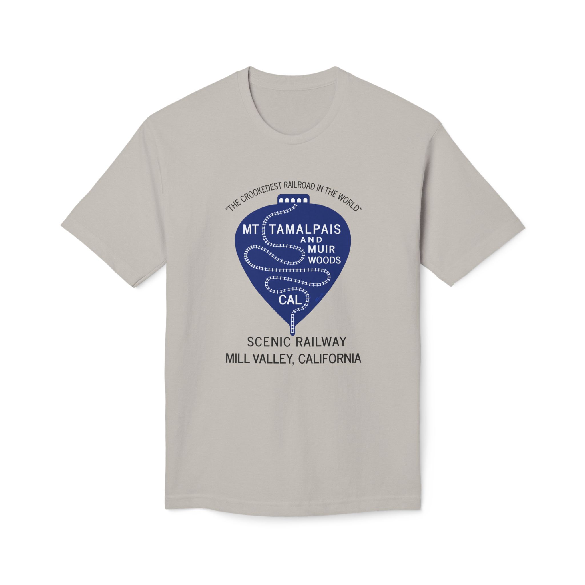 Meduim-Weight T-shirt - Vintage 1911 Mt Tamalpais Muir Woods Scenic Railroad Mill Valley California -Black text - Made and assembled in the USA - Image 9