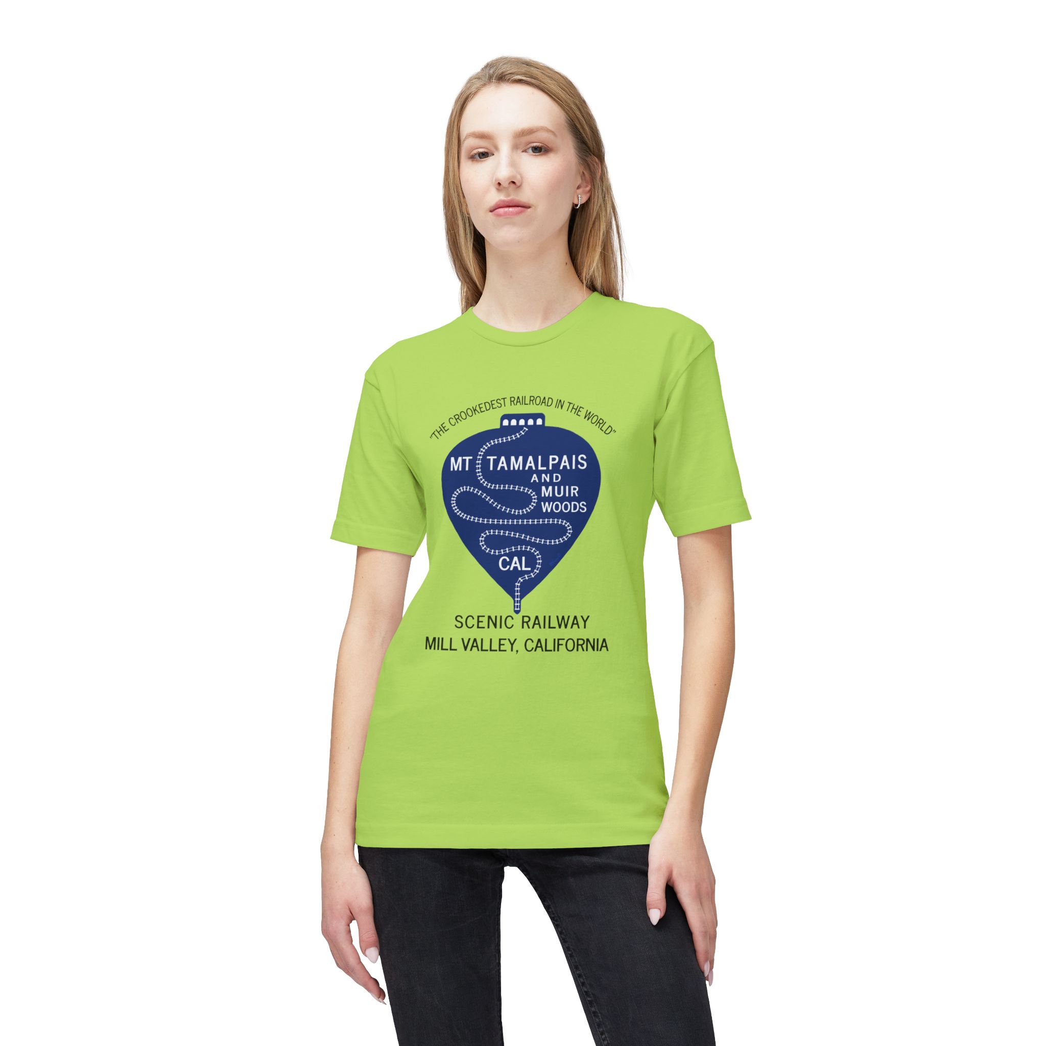 Meduim-Weight T-shirt - Vintage 1911 Mt Tamalpais Muir Woods Scenic Railroad Mill Valley California -Black text - Made and assembled in the USA - Image 19