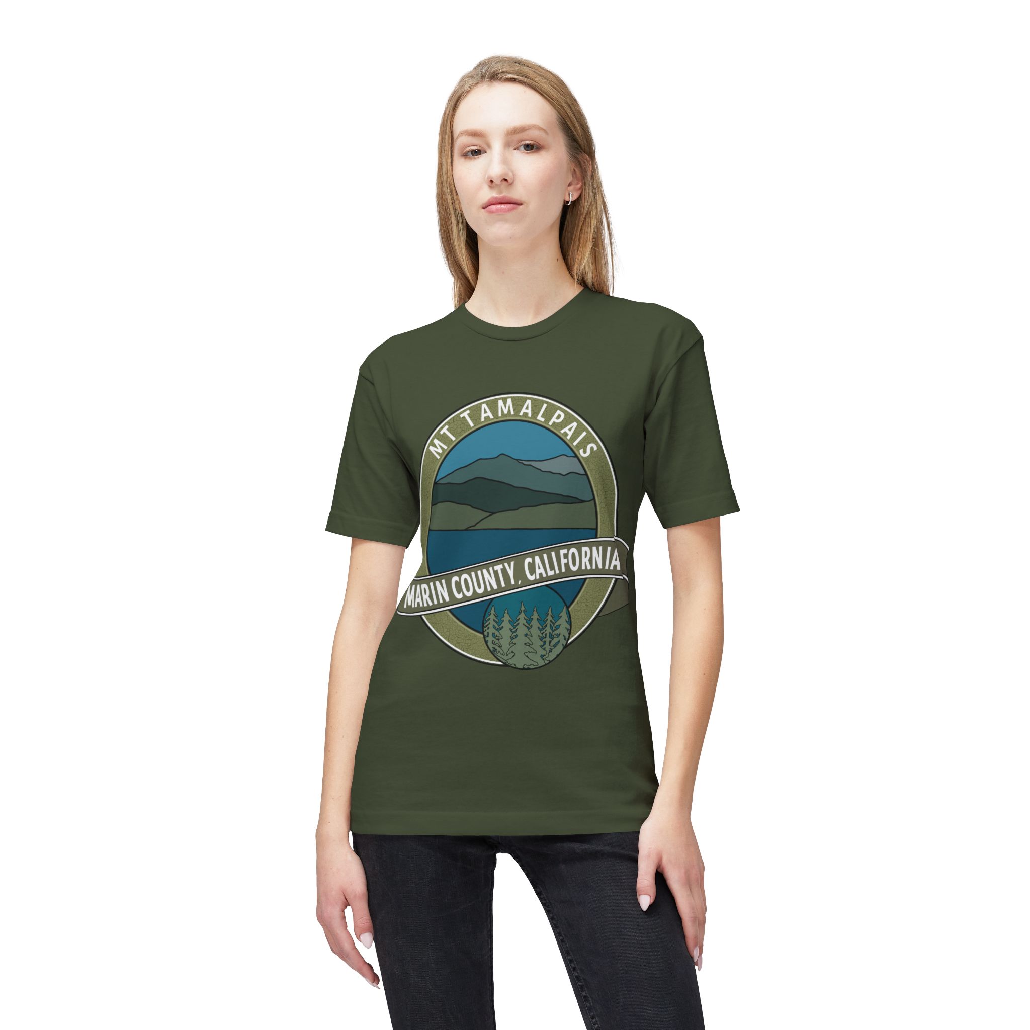 Unisex 100% Cotton Midweight T-shirt Oval Mt Tamalpais Marin County California Collector's Design - Made and assembled in the USA - Image 23
