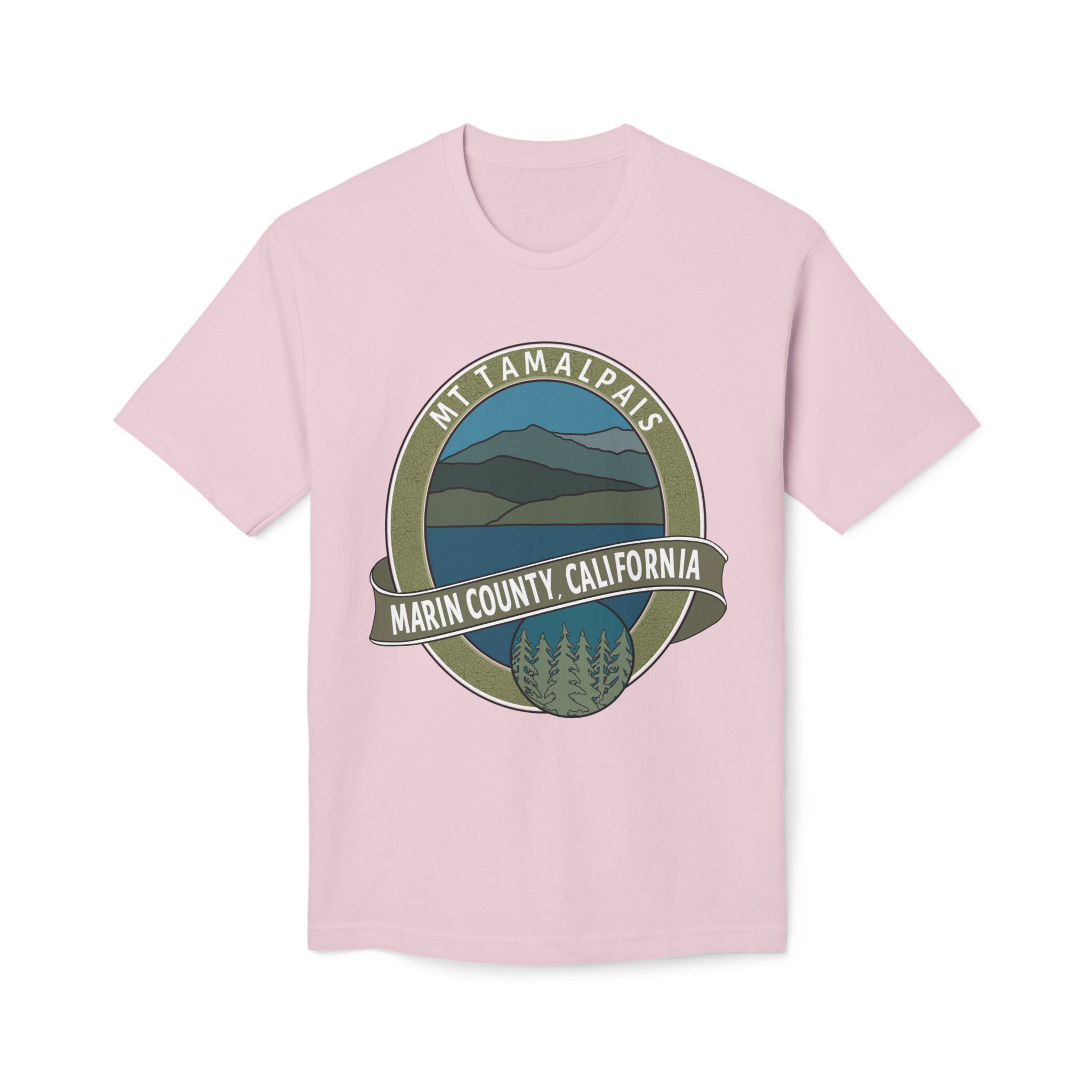 Unisex 100% Cotton Midweight T-shirt Oval Mt Tamalpais Marin County California Collector's Design - Made and assembled in the USA - Image 29