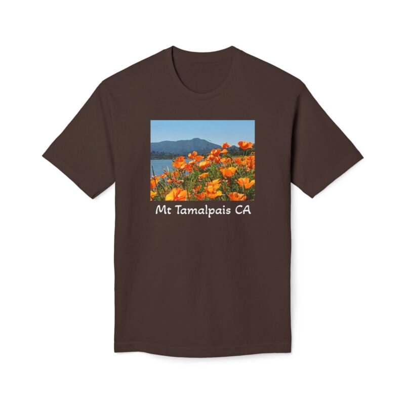 Meduim-Weight T-shirt - Mt Tamalpais Watercolor California’s Poppies - Select color - Made and assembled in the USA