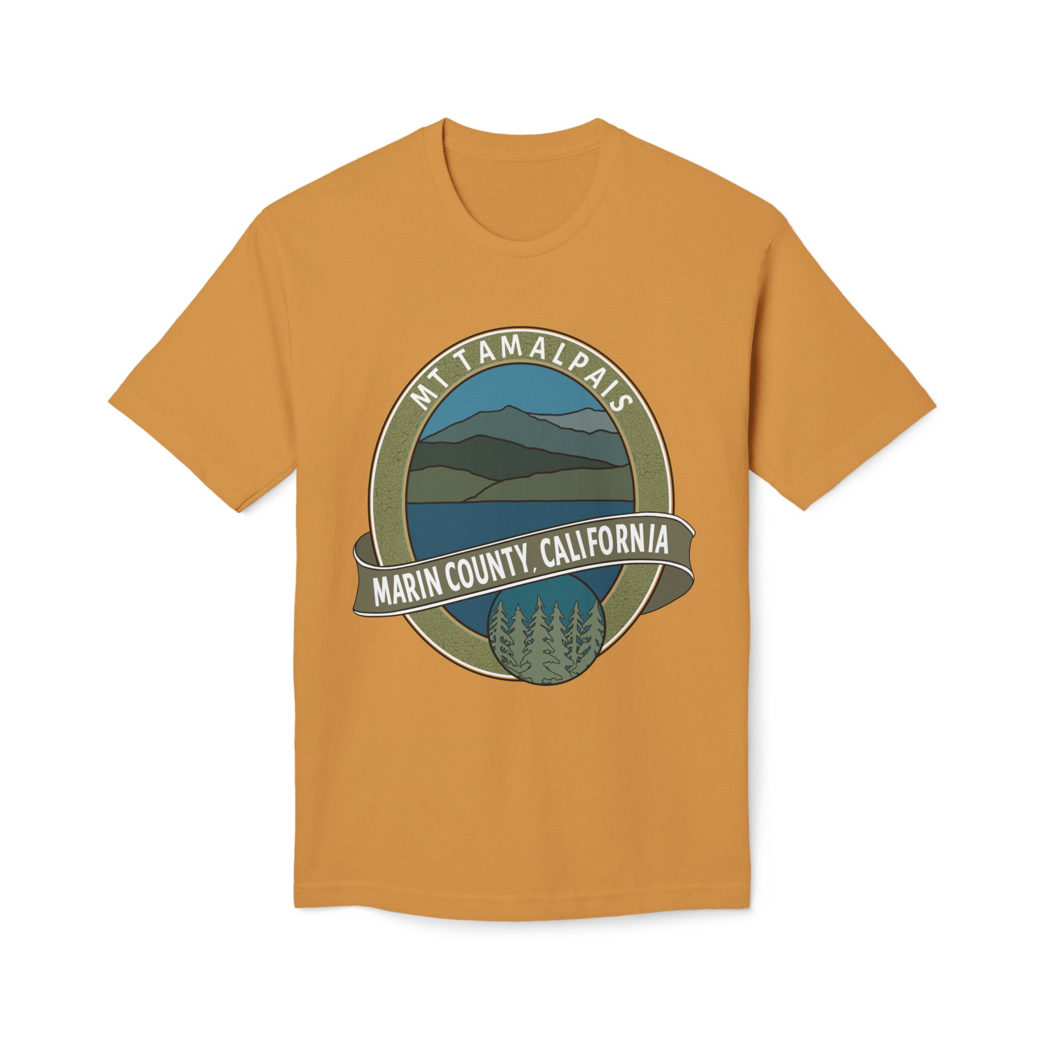 Unisex 100% Cotton Midweight T-shirt Oval Mt Tamalpais Marin County California Collector's Design - Made and assembled in the USA - Image 13