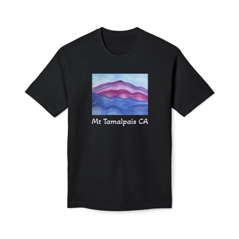 Meduim-Weight T-shirt - Purple Mountains Majesty Mt Tamalpais Watercolor Painting (print) - Select color - Made and assembled in the USA