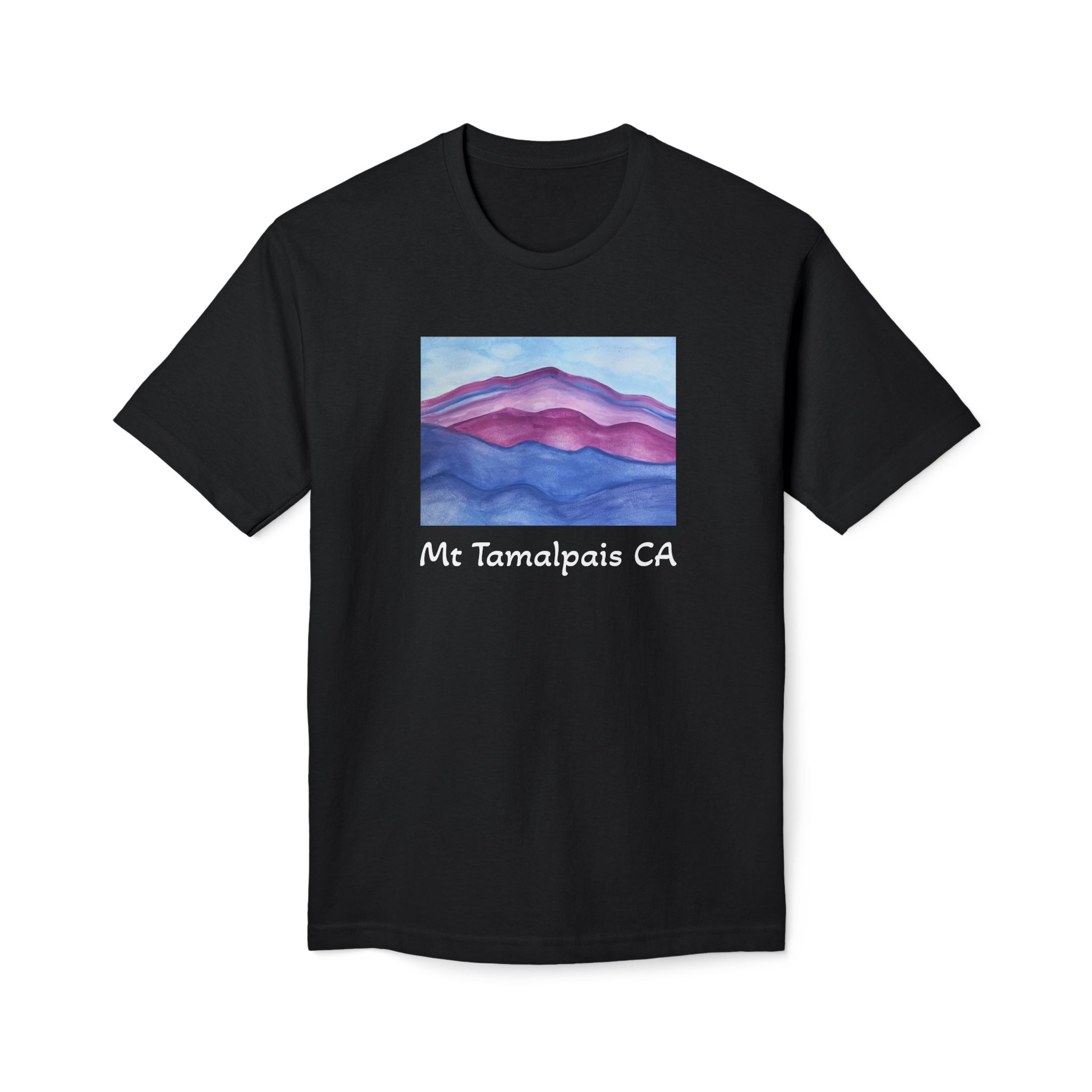 Meduim-Weight T-shirt - Purple Mountains Majesty Mt Tamalpais Watercolor Painting (print) - Select color - Made and assembled in the USA