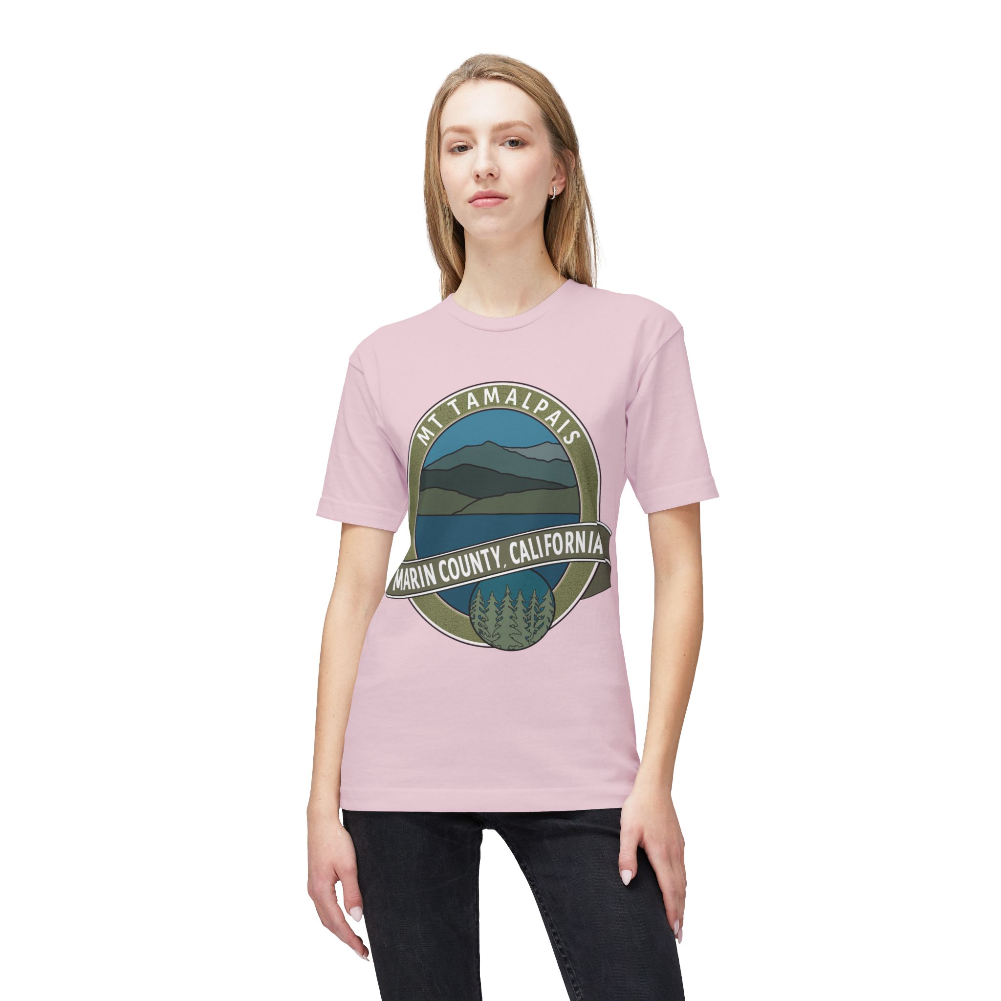 Unisex 100% Cotton Midweight T-shirt Oval Mt Tamalpais Marin County California Collector's Design - Made and assembled in the USA - Image 31