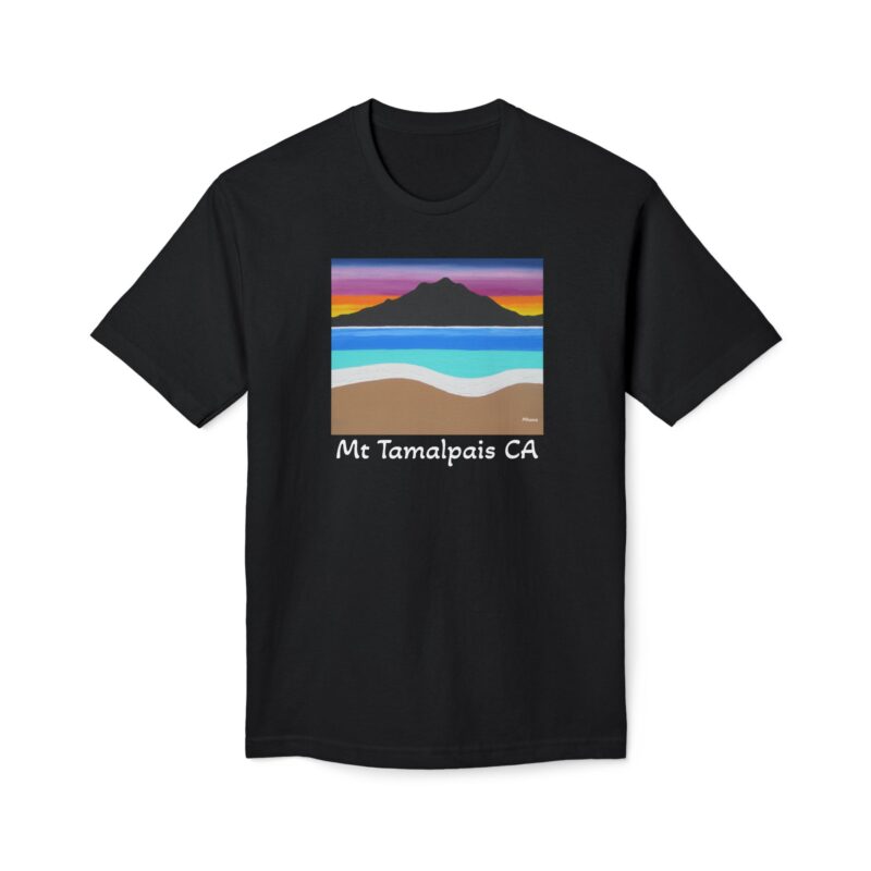 Meduim-Weight T-shirt - The Sleeping Lady's Serene Twilight Shoreline Sunset - Mt Tamalpais Painting (print) - Select color - Made and assembled in the USA