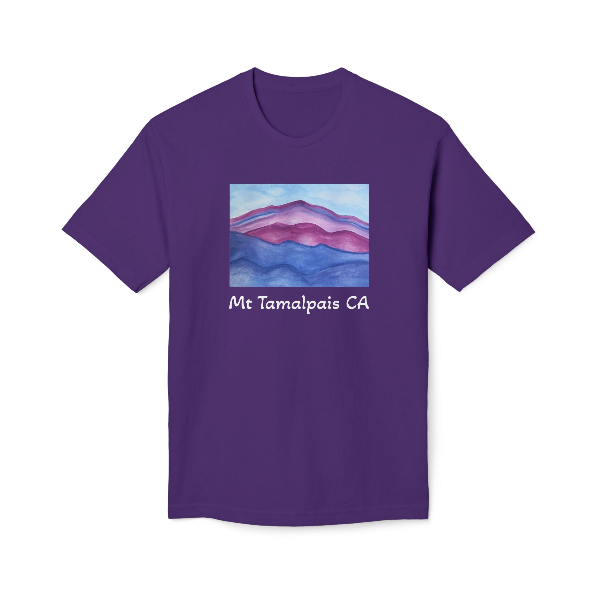 Meduim-Weight T-shirt - Purple Mountains Majesty Mt Tamalpais Watercolor Painting (print) - Select color - Made and assembled in the USA - Image 13