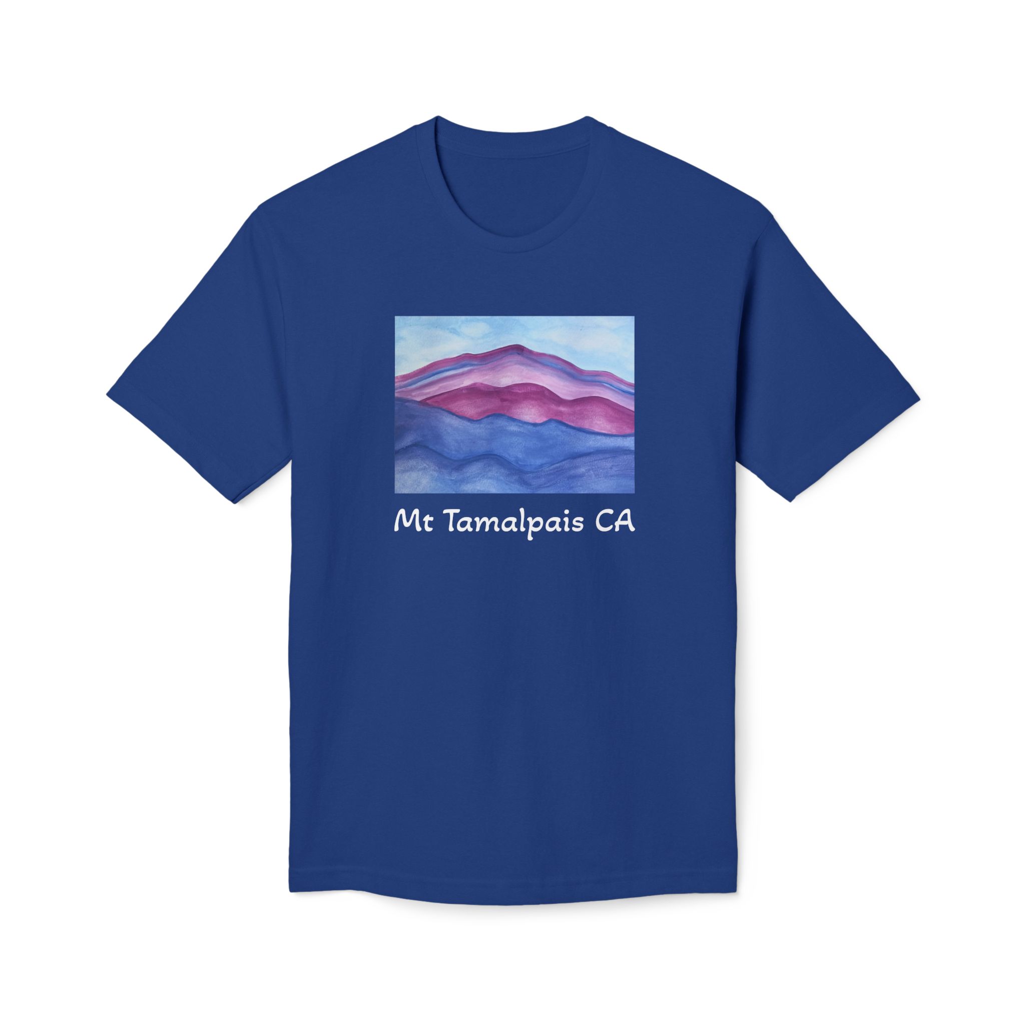 Meduim-Weight T-shirt - Purple Mountains Majesty Mt Tamalpais Watercolor Painting (print) - Select color - Made and assembled in the USA - Image 5