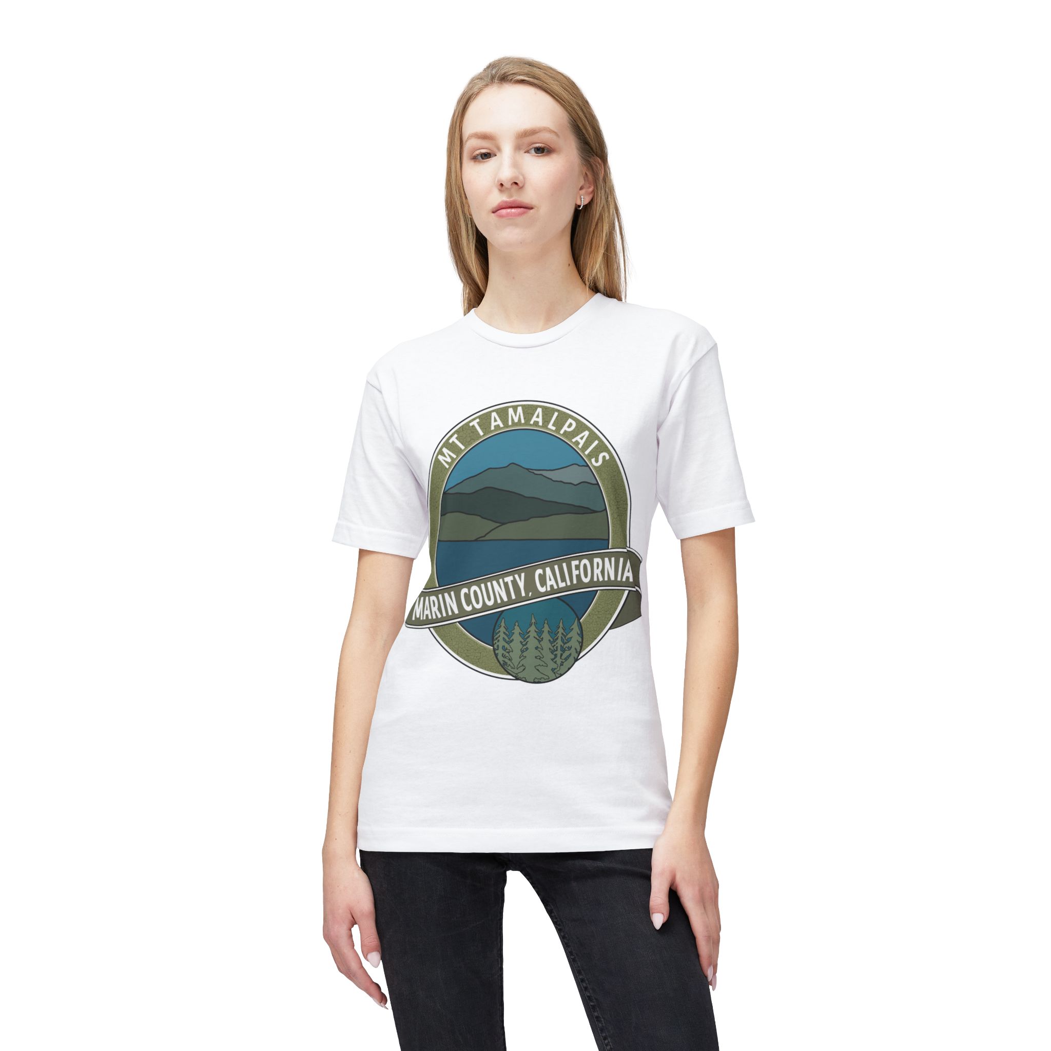 Unisex 100% Cotton Midweight T-shirt Oval Mt Tamalpais Marin County California Collector's Design - Made and assembled in the USA - Image 3