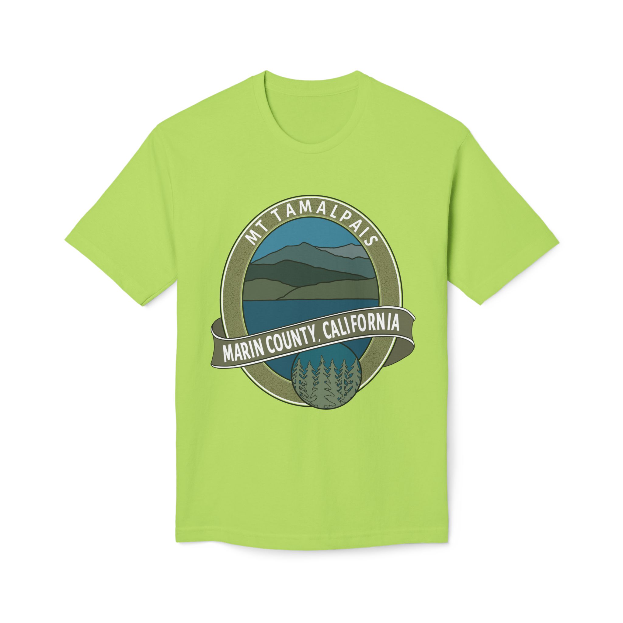 Unisex 100% Cotton Midweight T-shirt Oval Mt Tamalpais Marin County California Collector's Design - Made and assembled in the USA - Image 17