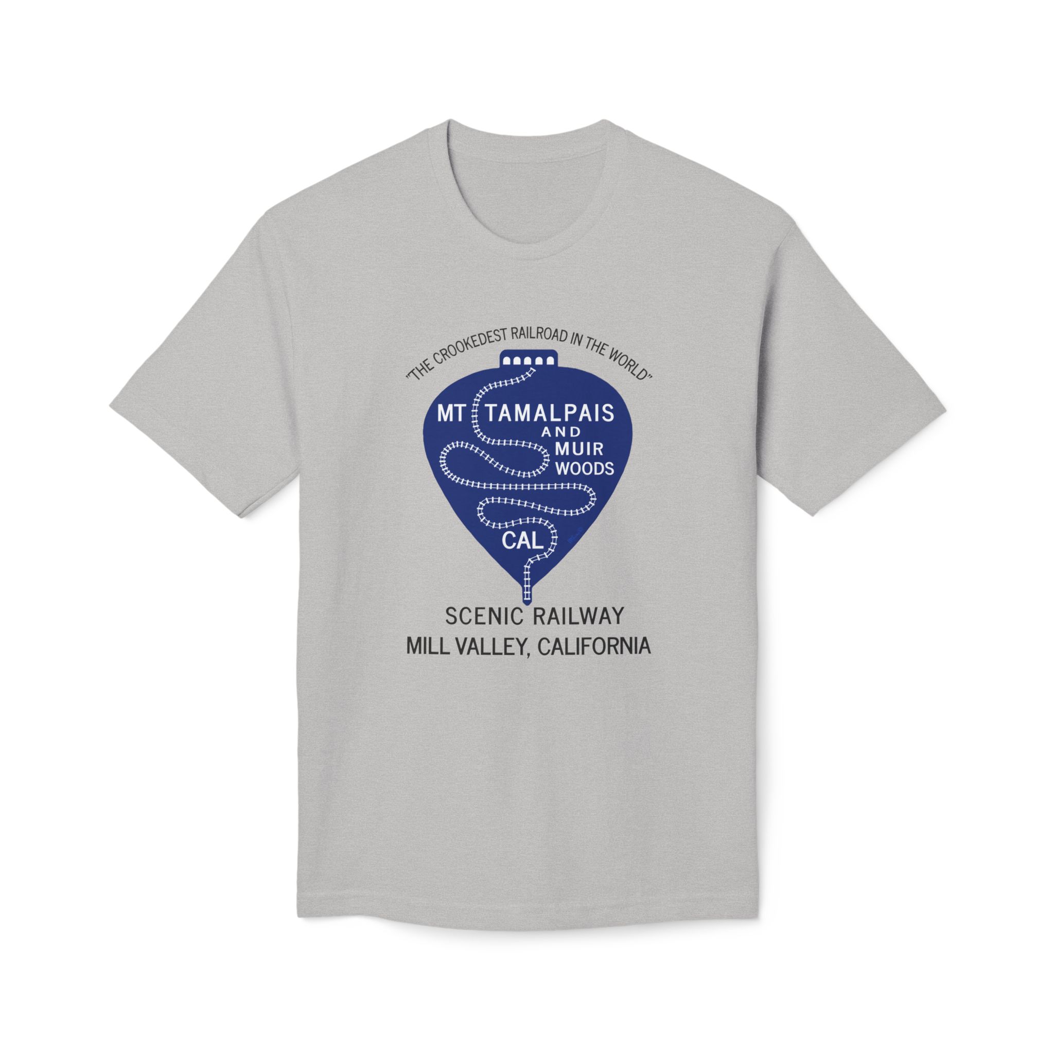 Meduim-Weight T-shirt - Vintage 1911 Mt Tamalpais Muir Woods Scenic Railroad Mill Valley California -Black text - Made and assembled in the USA - Image 5