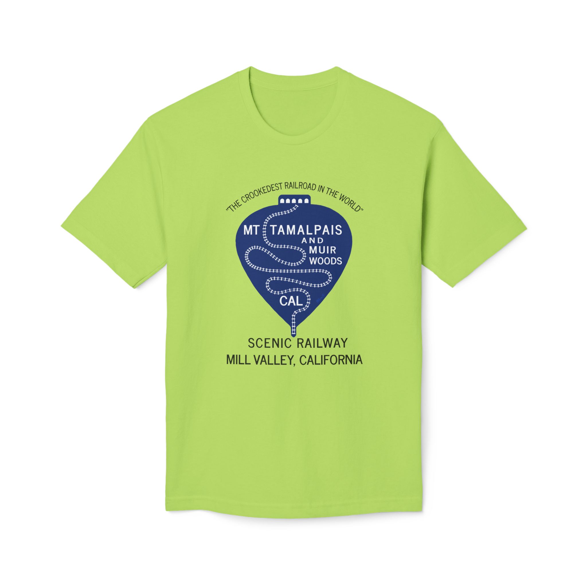 Meduim-Weight T-shirt - Vintage 1911 Mt Tamalpais Muir Woods Scenic Railroad Mill Valley California -Black text - Made and assembled in the USA - Image 17