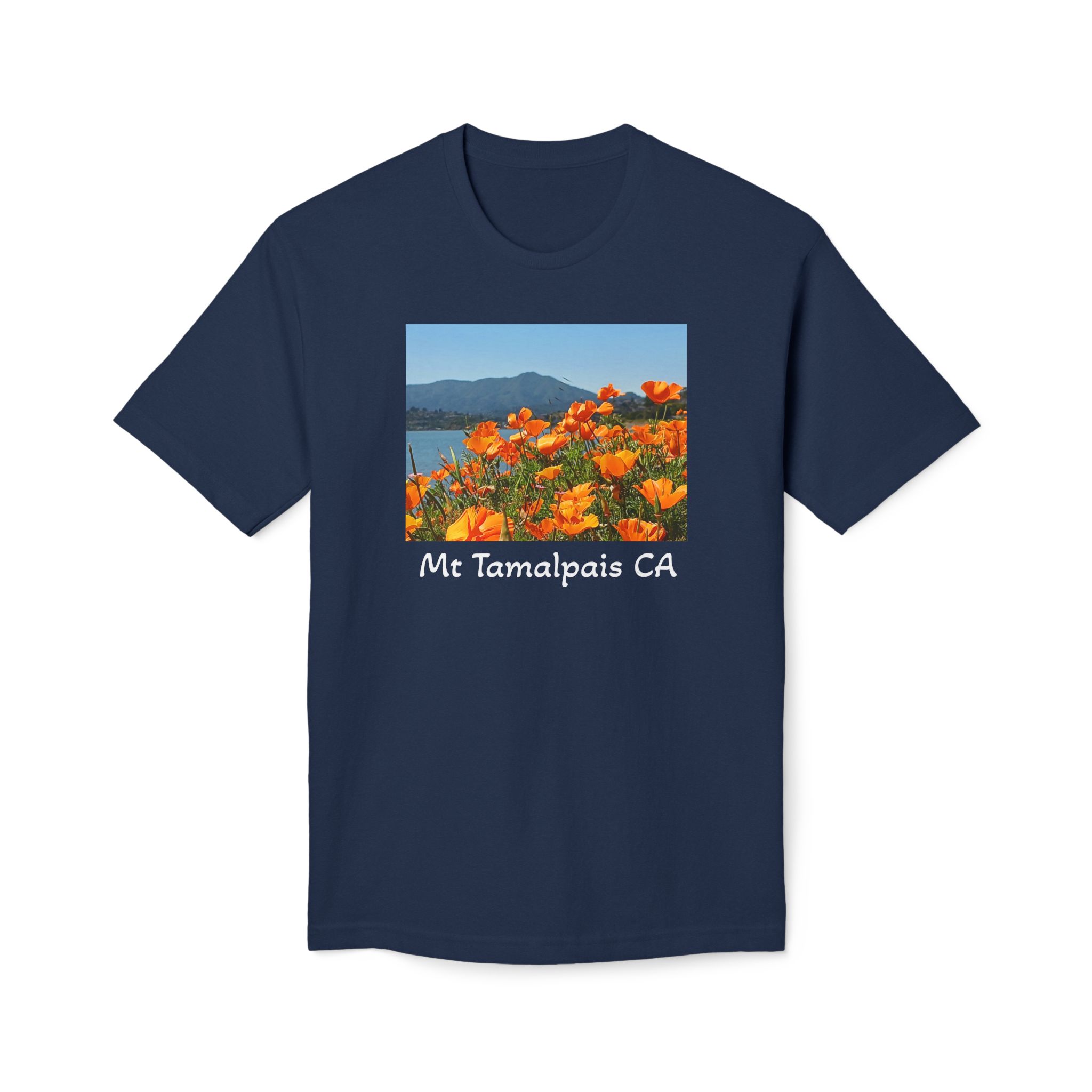Meduim-Weight T-shirt - Mt Tamalpais Watercolor California’s Poppies - Select color - Made and assembled in the USA - Image 17