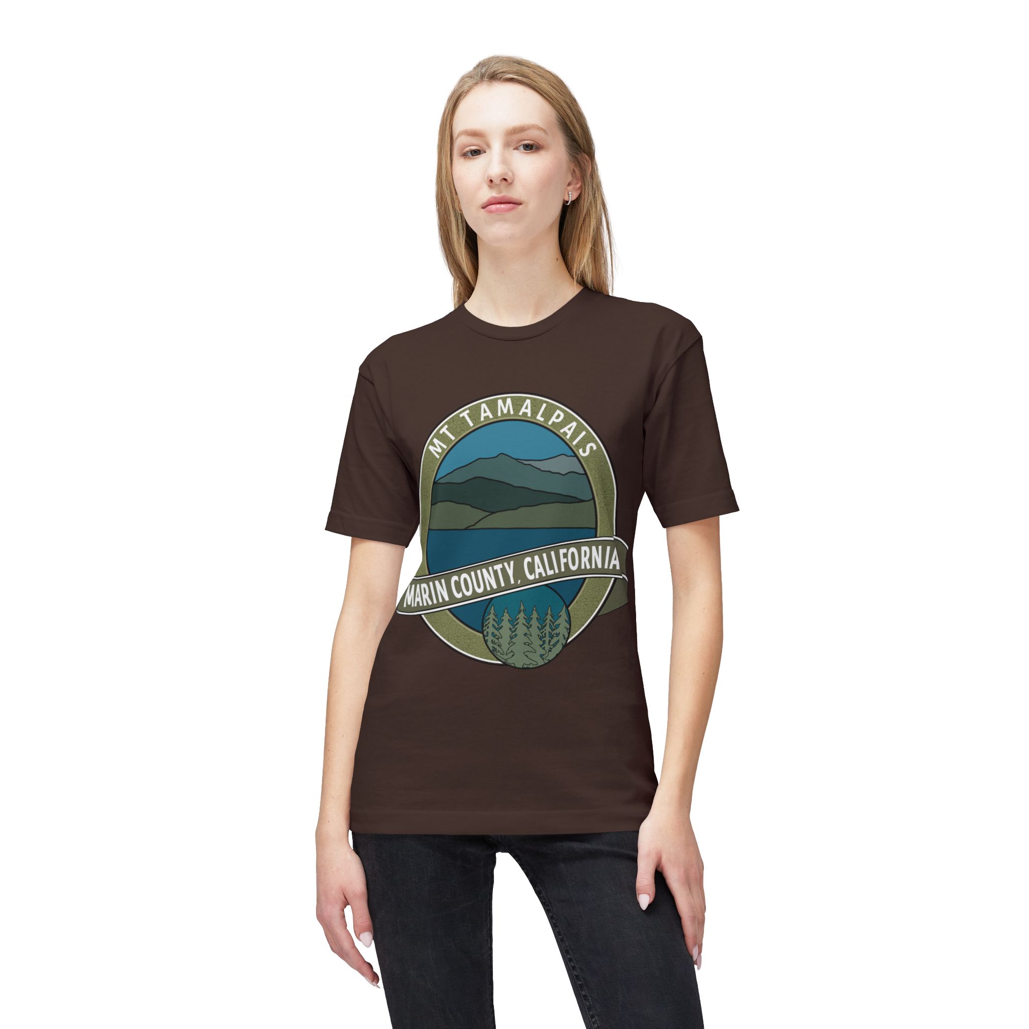 Unisex 100% Cotton Midweight T-shirt Oval Mt Tamalpais Marin County California Collector's Design - Made and assembled in the USA - Image 7