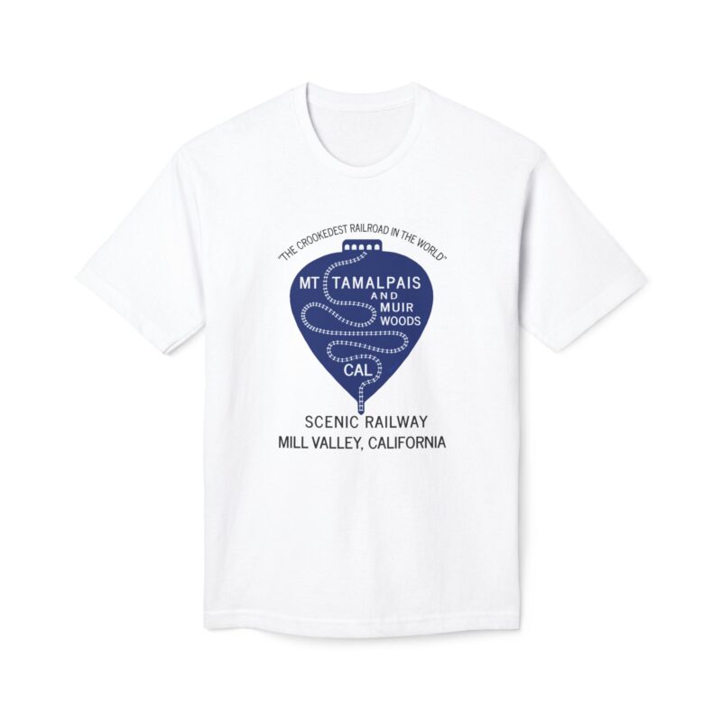 Meduim-Weight T-shirt - Vintage 1911 Mt Tamalpais Muir Woods Scenic Railroad Mill Valley California -Black text - Made and assembled in the USA