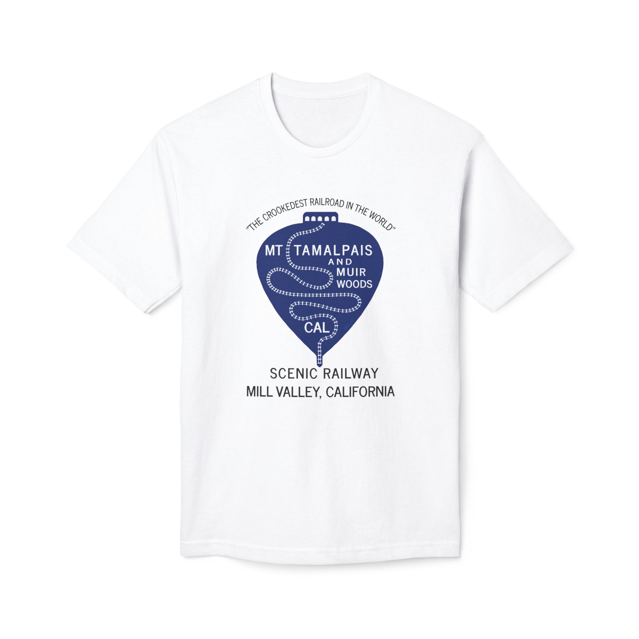 Meduim-Weight T-shirt - Vintage 1911 Mt Tamalpais Muir Woods Scenic Railroad Mill Valley California -Black text - Made and assembled in the USA