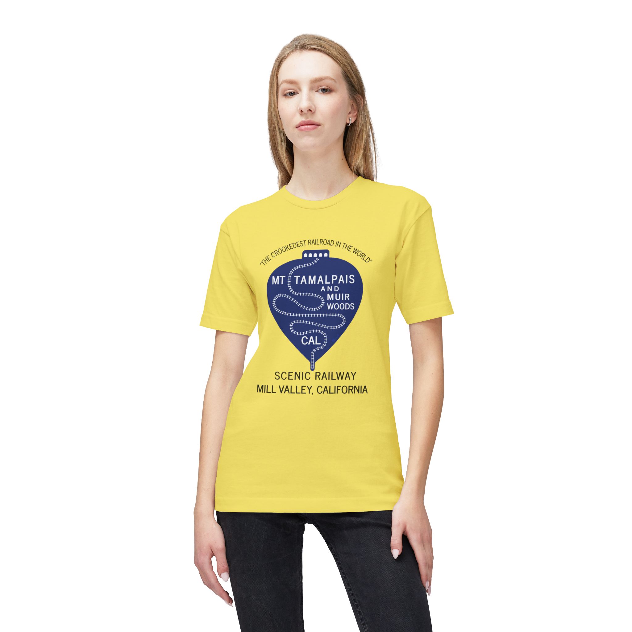 Meduim-Weight T-shirt - Vintage 1911 Mt Tamalpais Muir Woods Scenic Railroad Mill Valley California -Black text - Made and assembled in the USA - Image 15