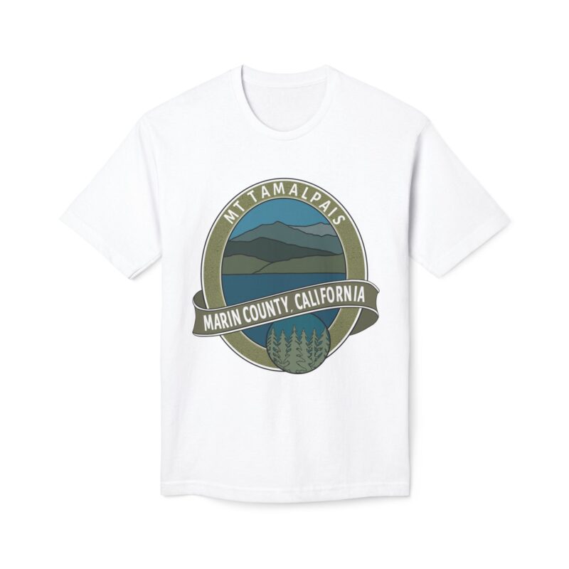 Unisex 100% Cotton Midweight T-shirt Oval Mt Tamalpais Marin County California Collector's Design - Made and assembled in the USA