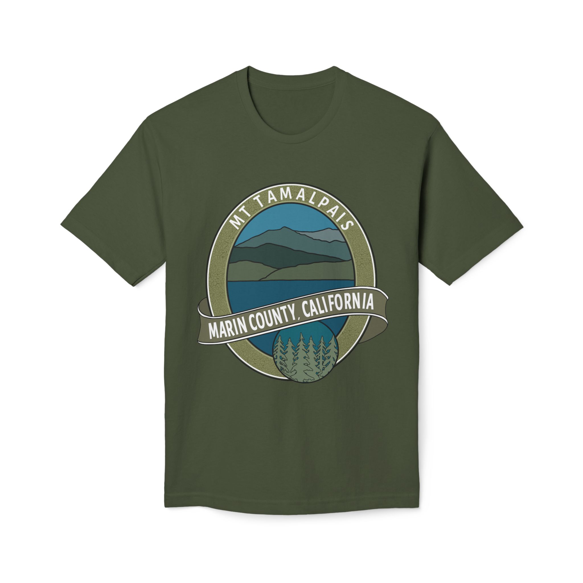 Unisex 100% Cotton Midweight T-shirt Oval Mt Tamalpais Marin County California Collector's Design - Made and assembled in the USA - Image 21