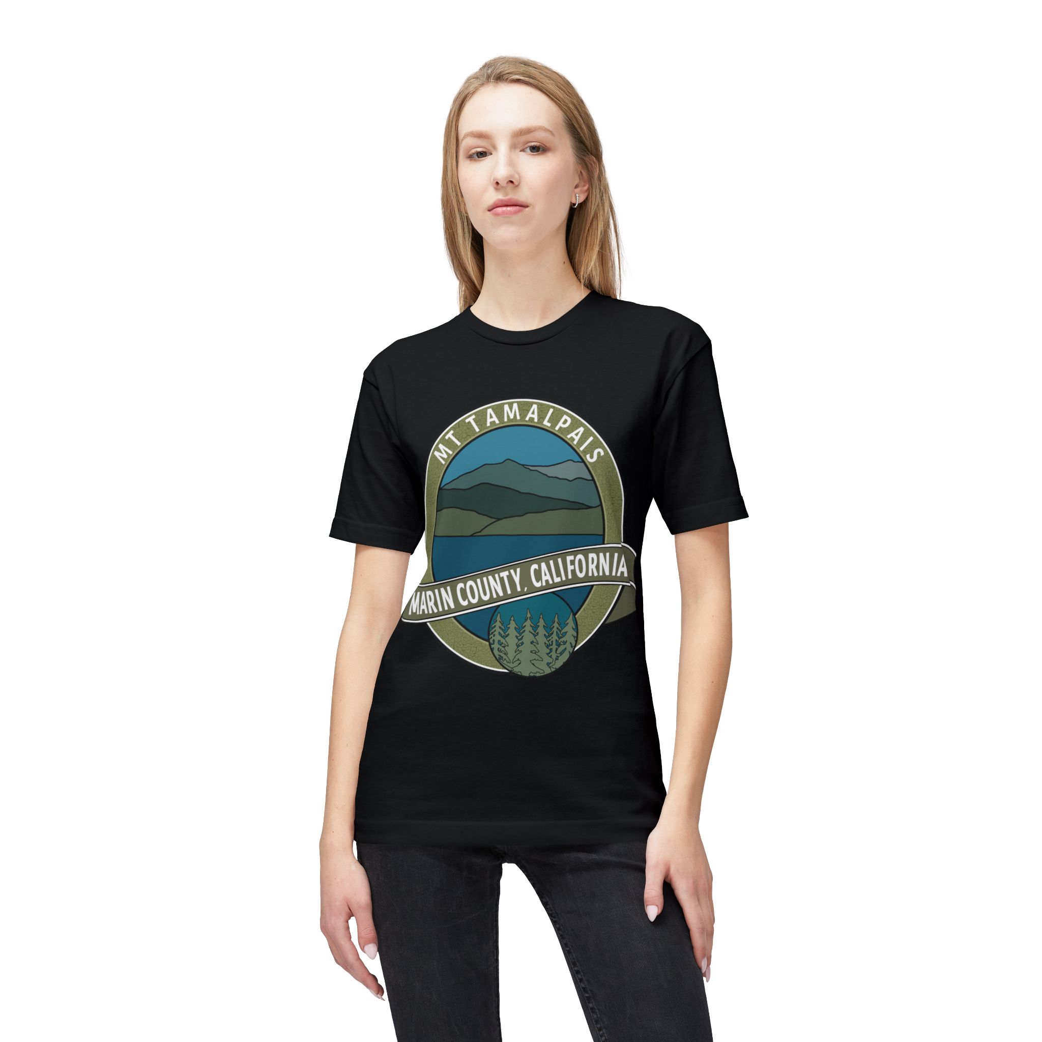 Unisex 100% Cotton Midweight T-shirt Oval Mt Tamalpais Marin County California Collector's Design - Made and assembled in the USA - Image 11