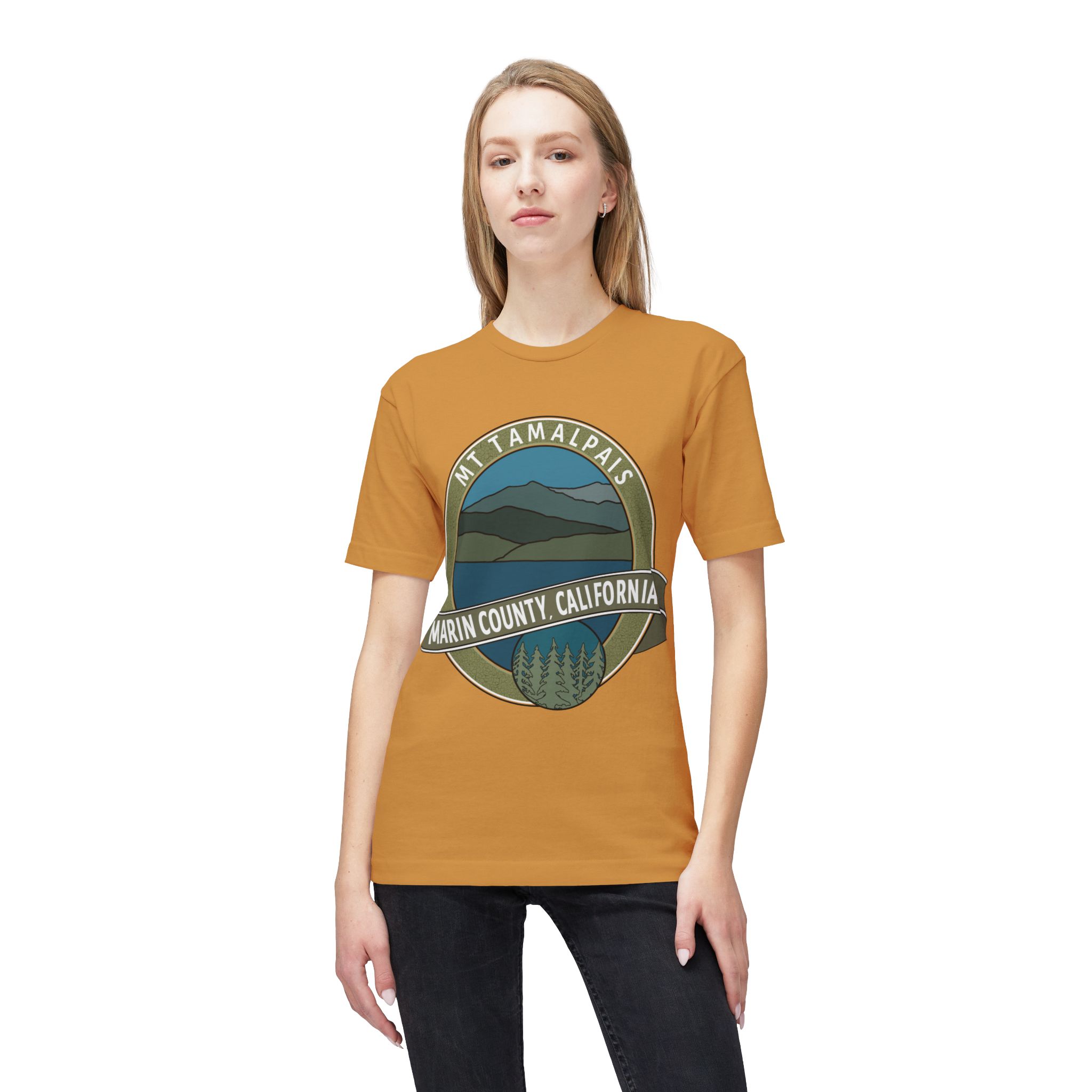 Unisex 100% Cotton Midweight T-shirt Oval Mt Tamalpais Marin County California Collector's Design - Made and assembled in the USA - Image 15