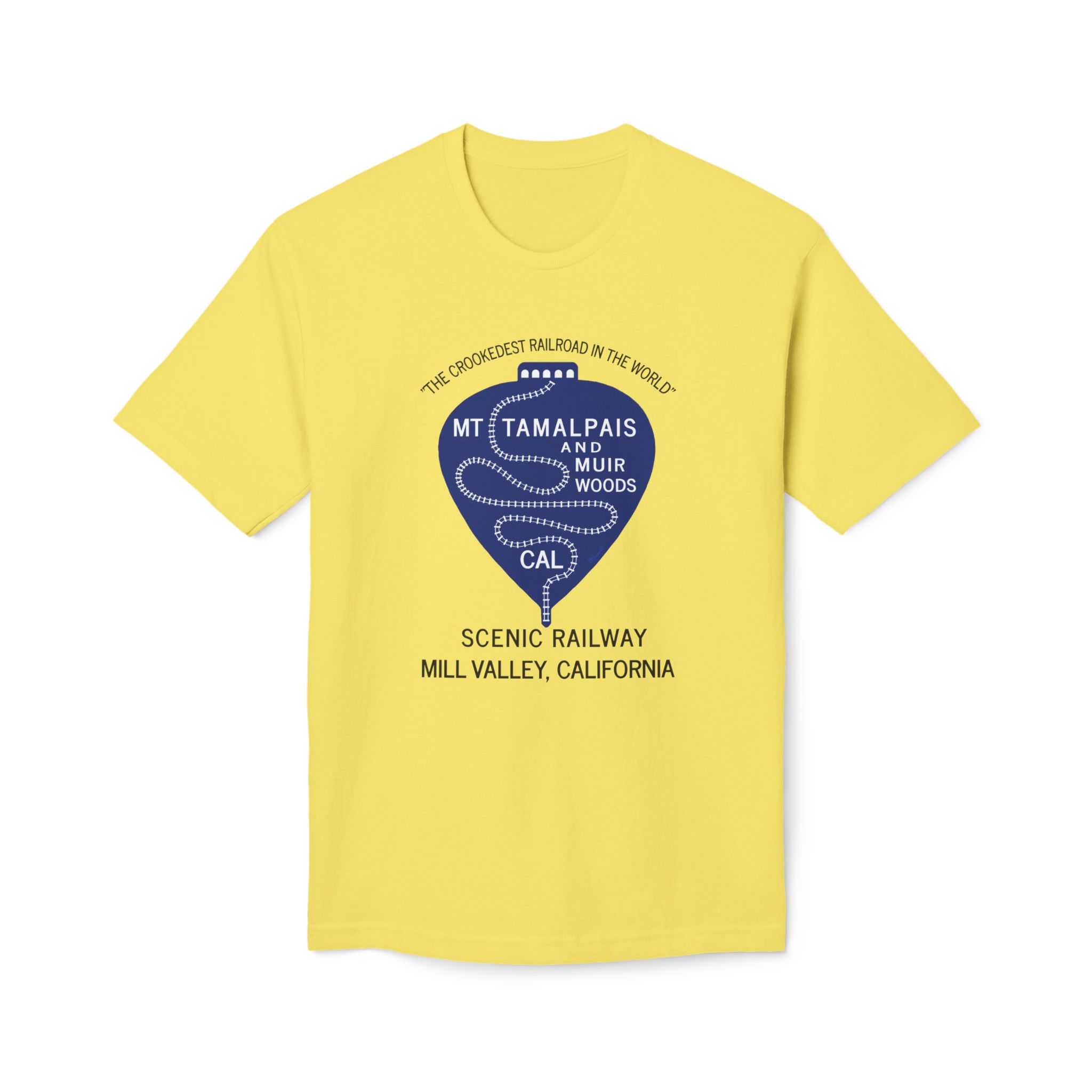 Meduim-Weight T-shirt - Vintage 1911 Mt Tamalpais Muir Woods Scenic Railroad Mill Valley California -Black text - Made and assembled in the USA - Image 13