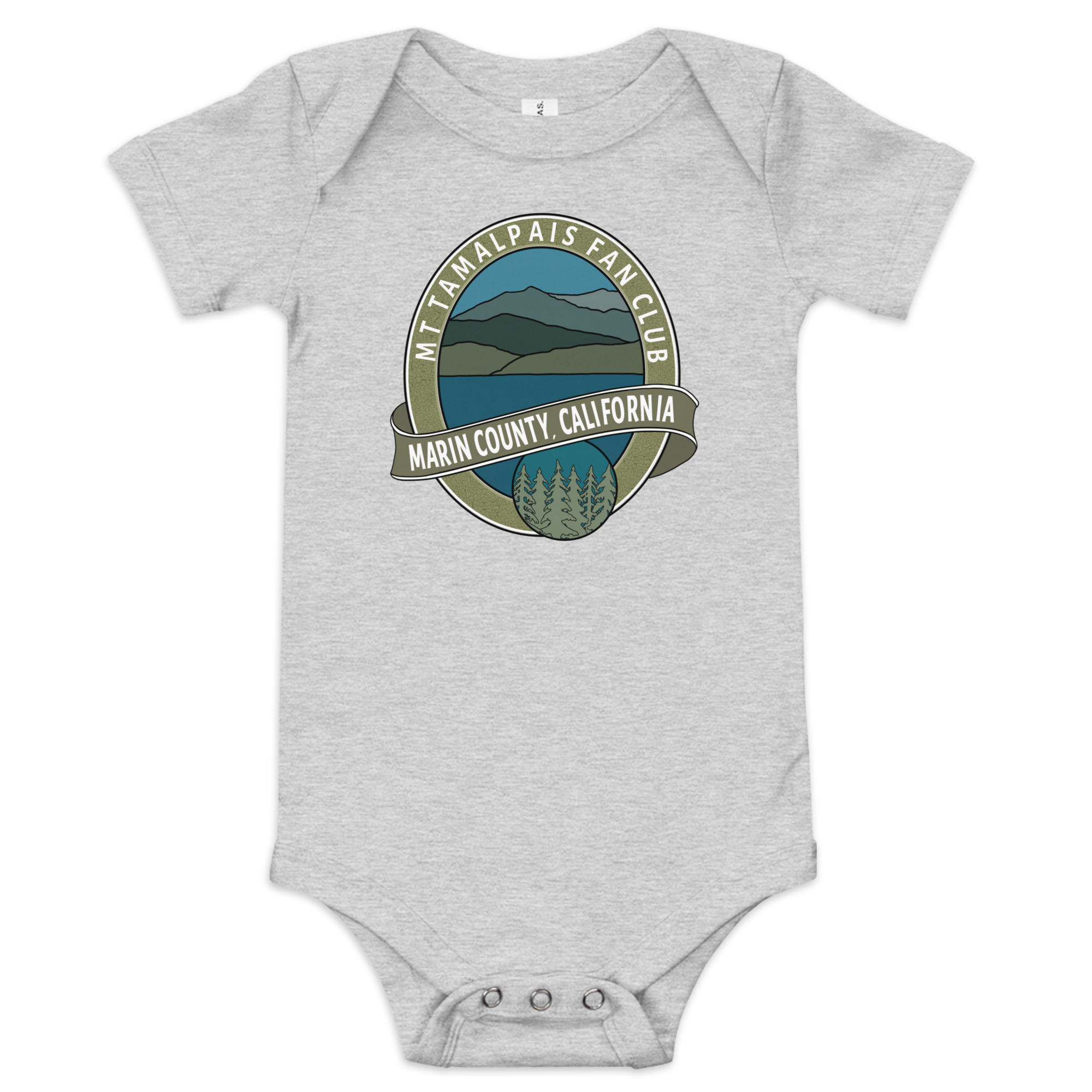 Baby Body Suit short sleeves MORE MOCK UPs - Oval Mt Tamalpais Marin County California Collector's Design Front - Image 13