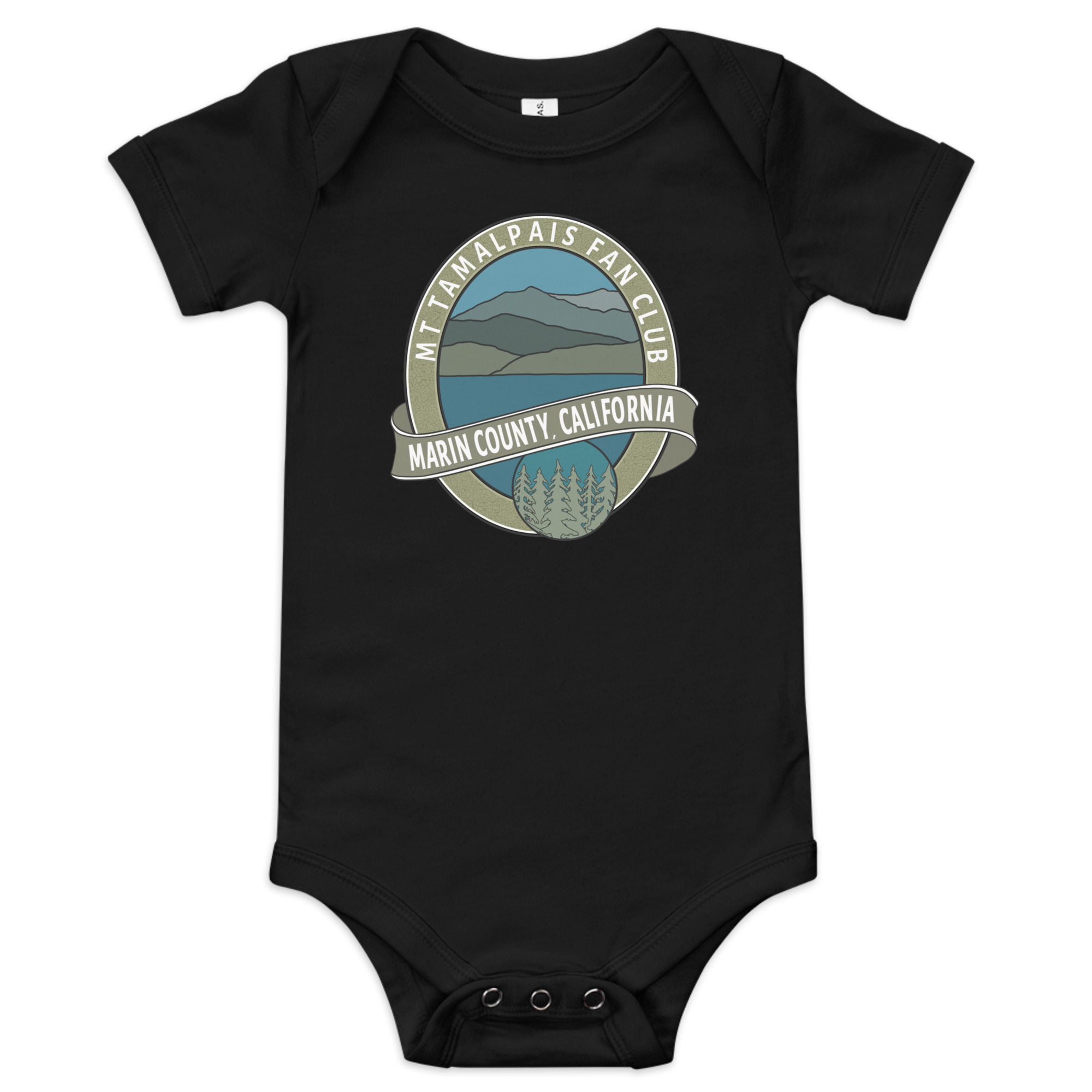 Baby Body Suit short sleeves MORE MOCK UPs - Oval Mt Tamalpais Marin County California Collector's Design Front - Image 10