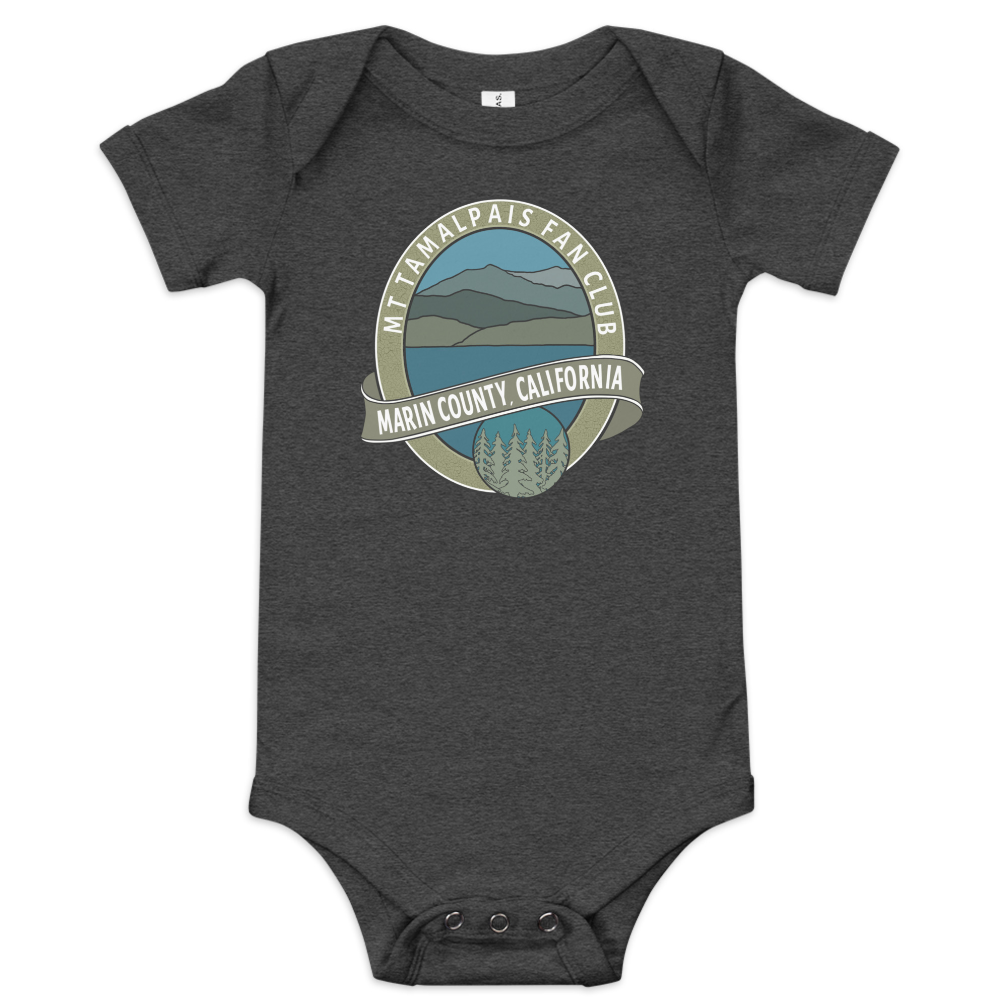 Baby Body Suit short sleeves MORE MOCK UPs - Oval Mt Tamalpais Marin County California Collector's Design Front - Image 11