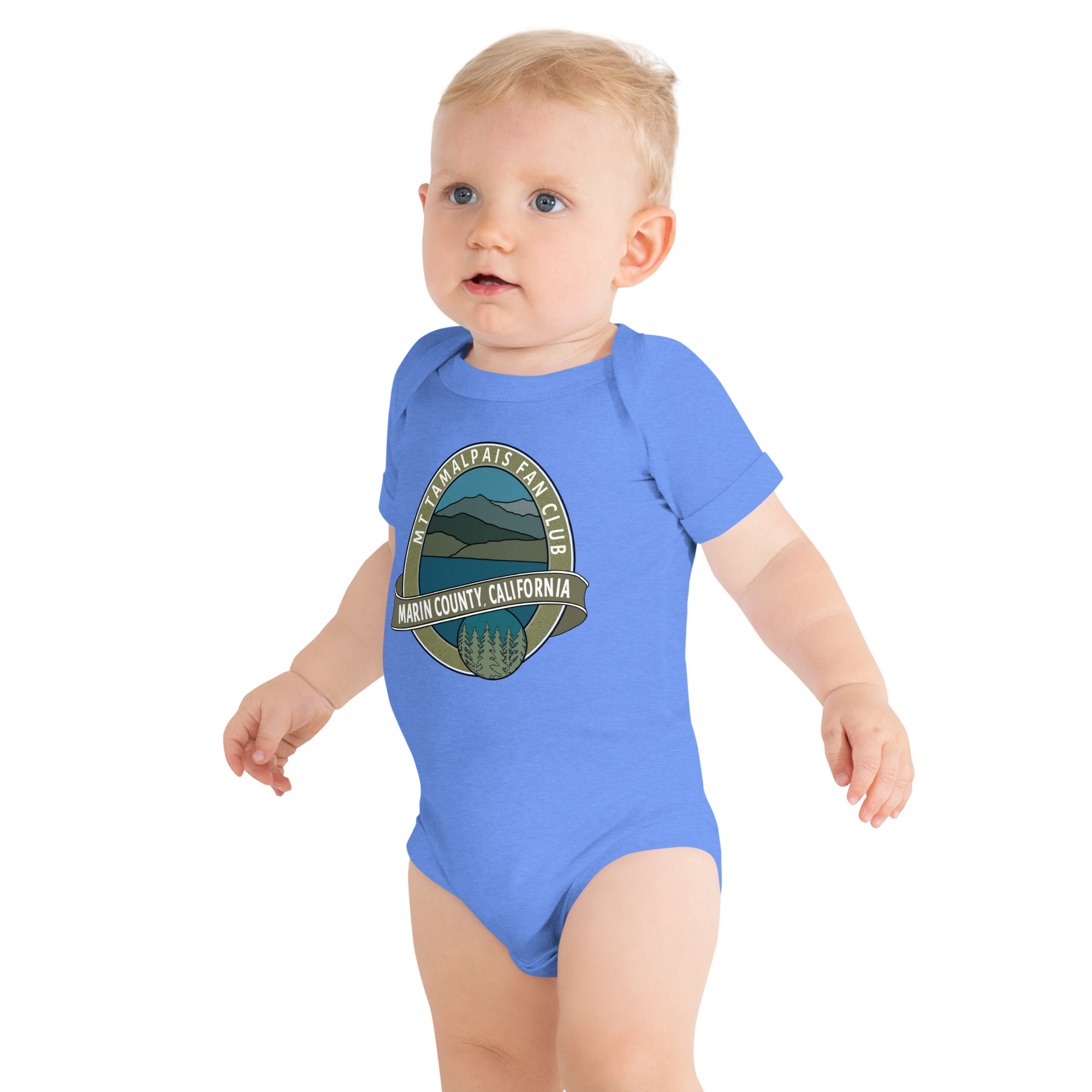 Baby Body Suit short sleeves MORE MOCK UPs - Oval Mt Tamalpais Marin County California Collector's Design Front - Image 7