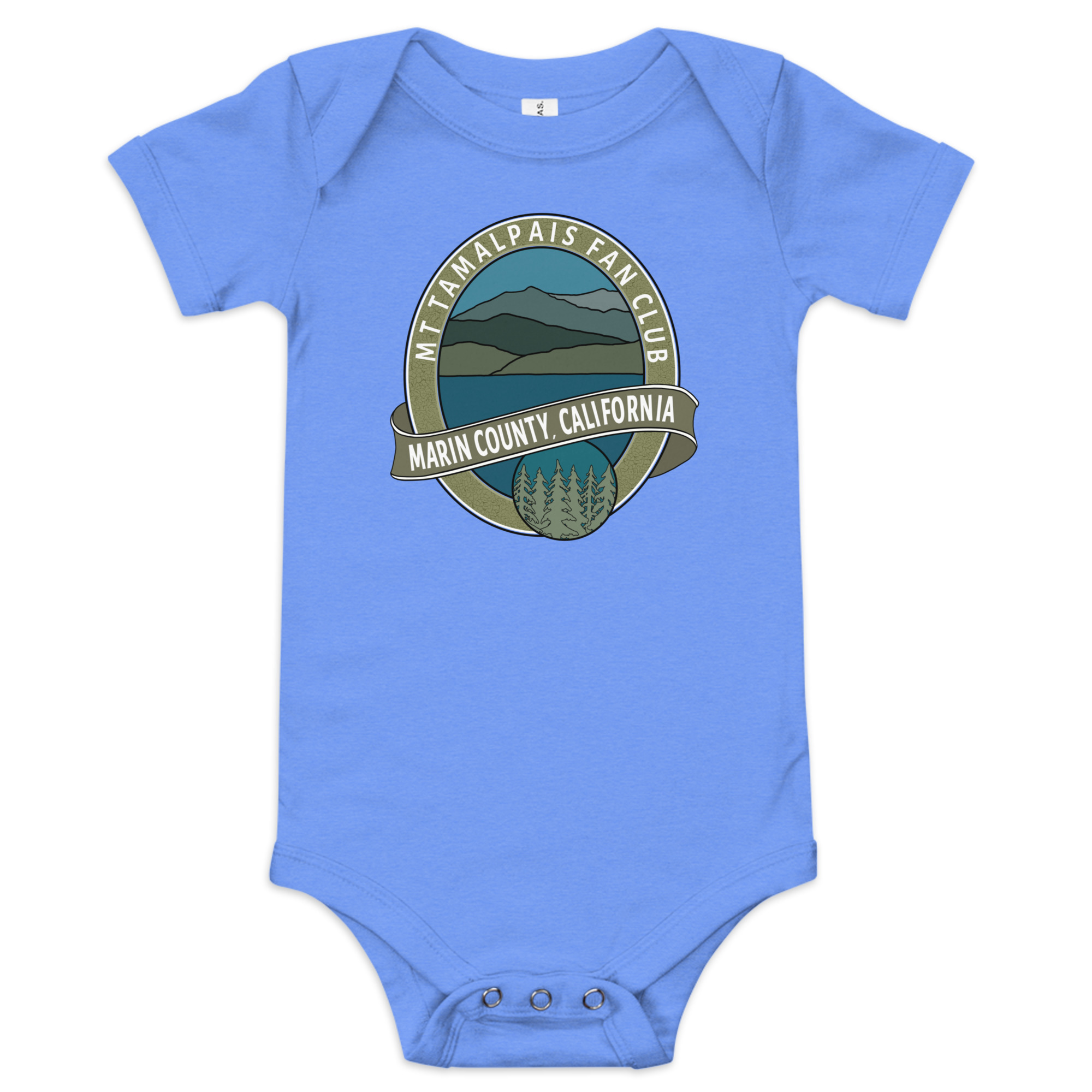 Baby Body Suit short sleeves MORE MOCK UPs - Oval Mt Tamalpais Marin County California Collector's Design Front - Image 12