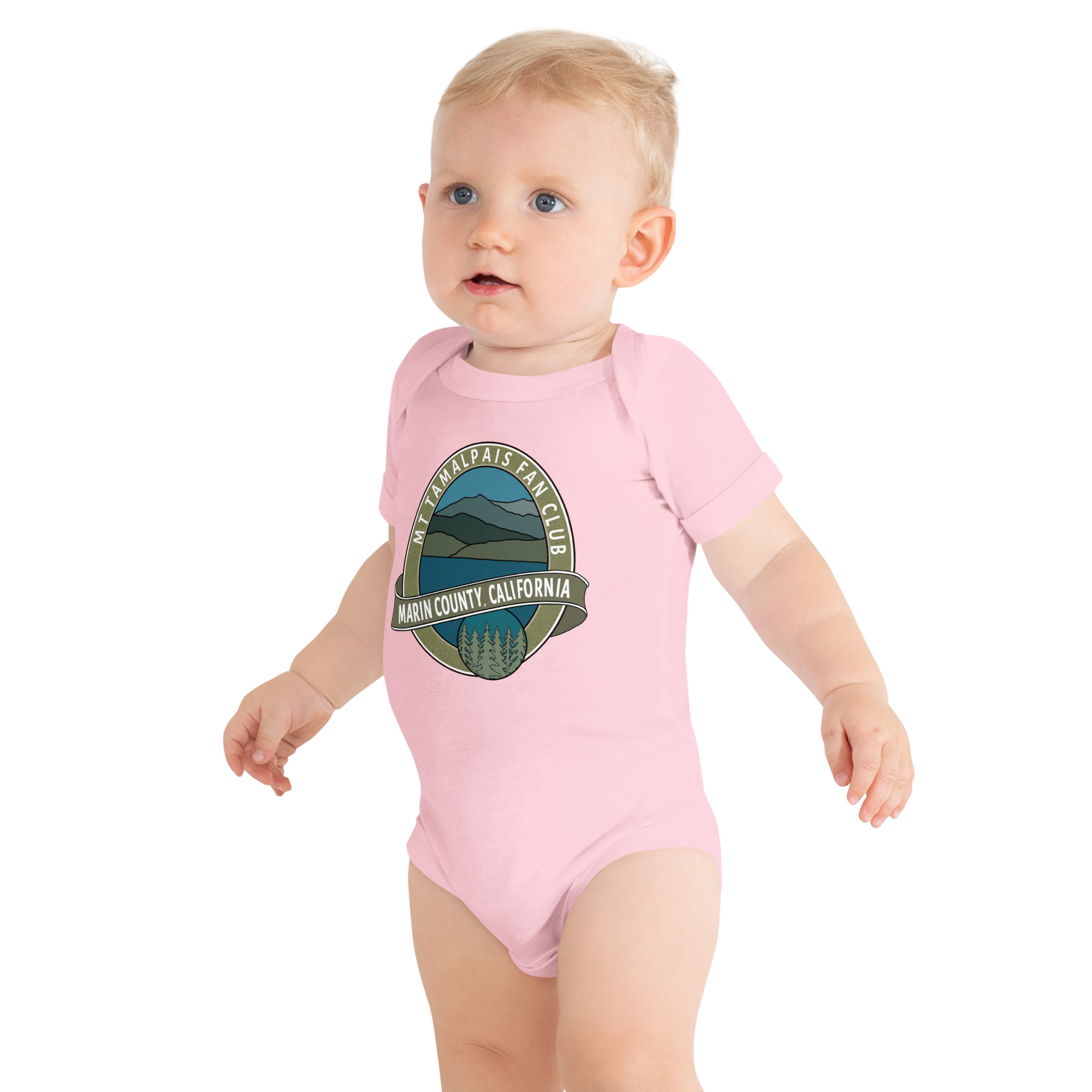 Baby Body Suit short sleeves MORE MOCK UPs - Oval Mt Tamalpais Marin County California Collector's Design Front - Image 5