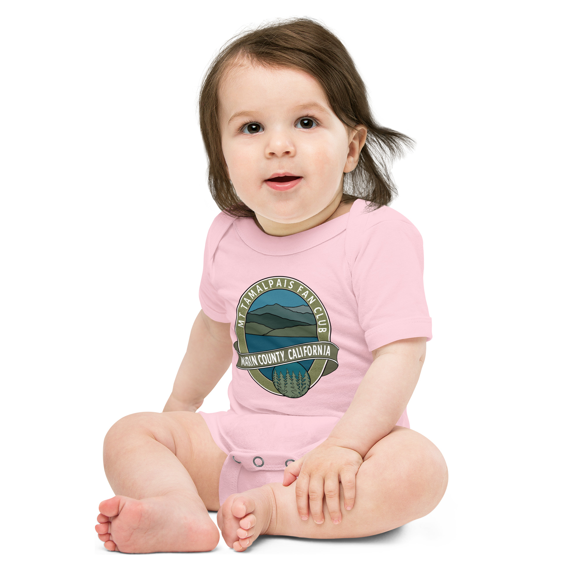 Baby Body Suit short sleeves MORE MOCK UPs - Oval Mt Tamalpais Marin County California Collector's Design Front - Image 9