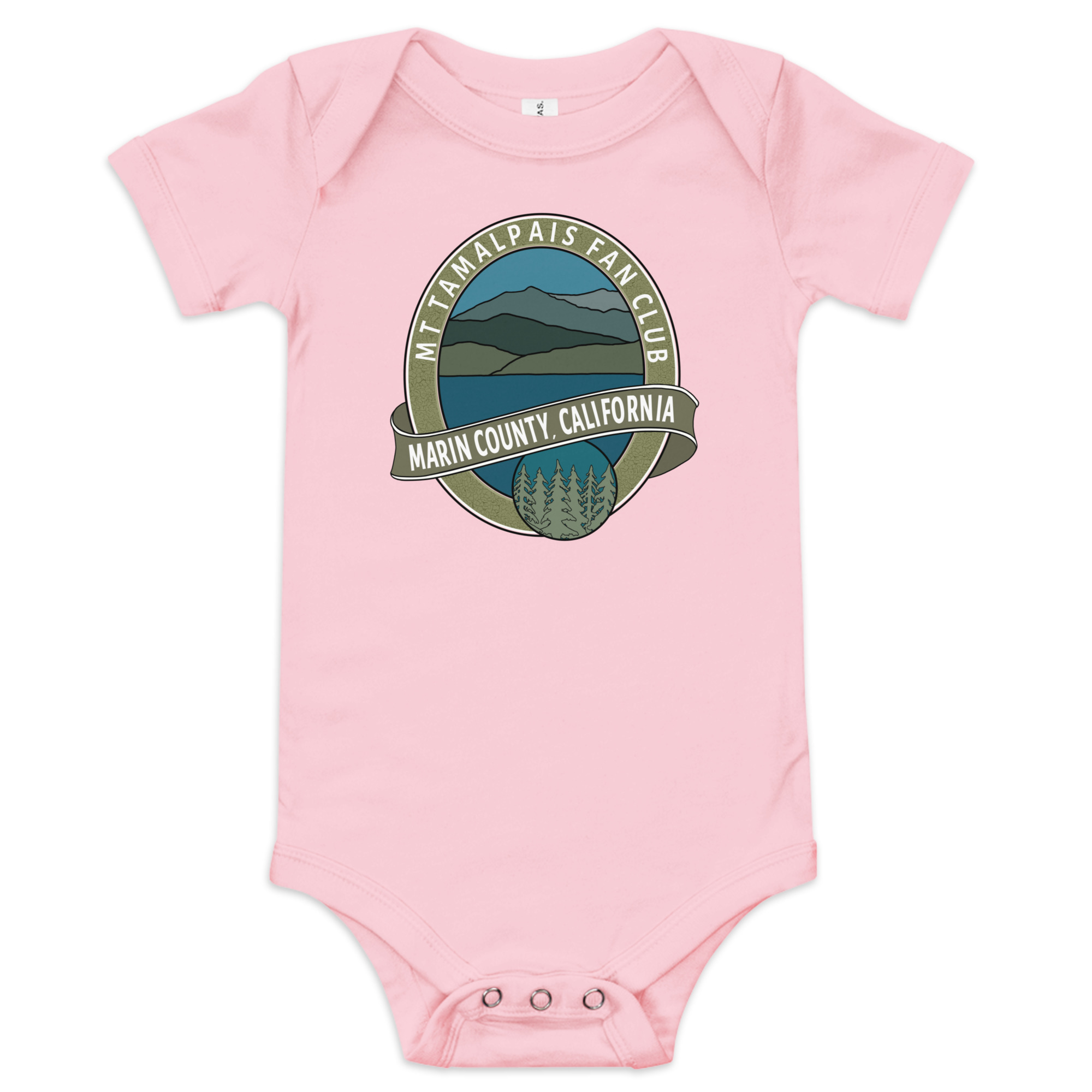 Baby Body Suit short sleeves MORE MOCK UPs - Oval Mt Tamalpais Marin County California Collector's Design Front - Image 14
