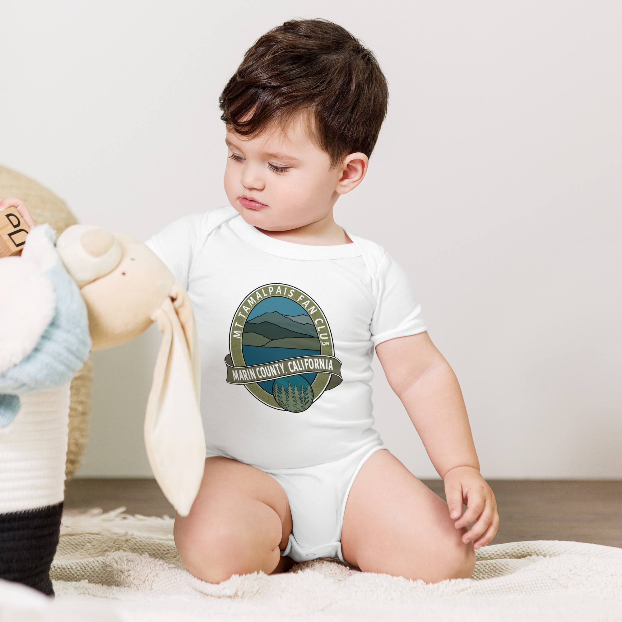 Baby Body Suit short sleeves MORE MOCK UPs - Oval Mt Tamalpais Marin County California Collector's Design Front - Image 3