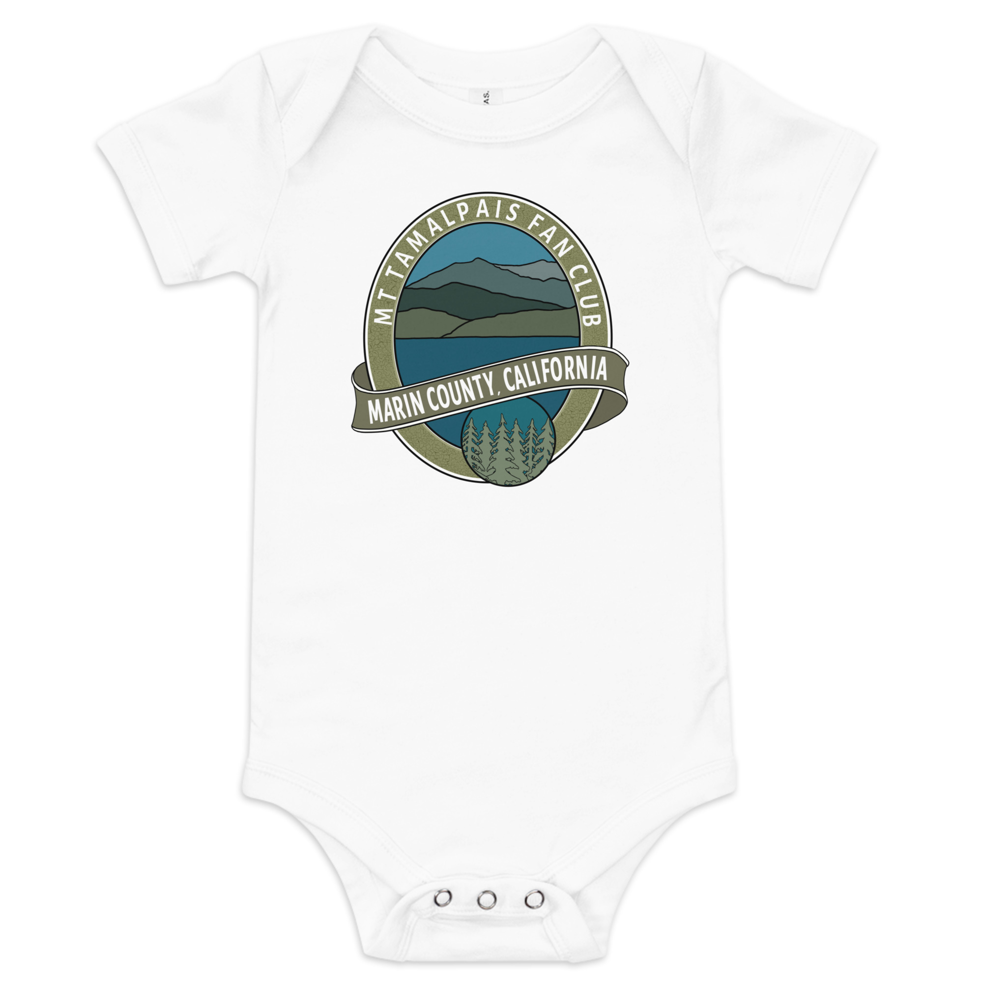 Baby Body Suit short sleeves MORE MOCK UPs - Oval Mt Tamalpais Marin County California Collector's Design Front - Image 15