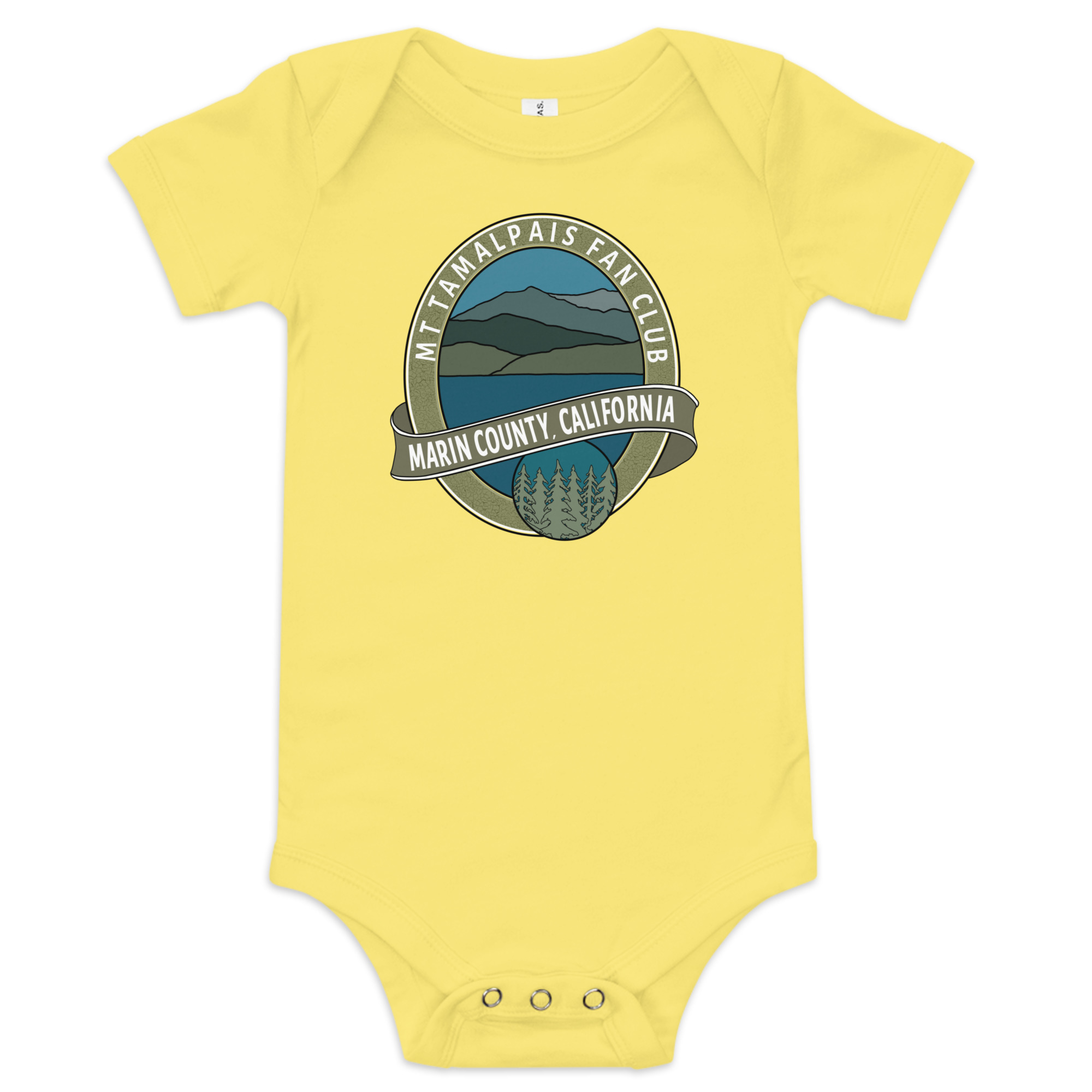 Baby Body Suit short sleeves MORE MOCK UPs - Oval Mt Tamalpais Marin County California Collector's Design Front