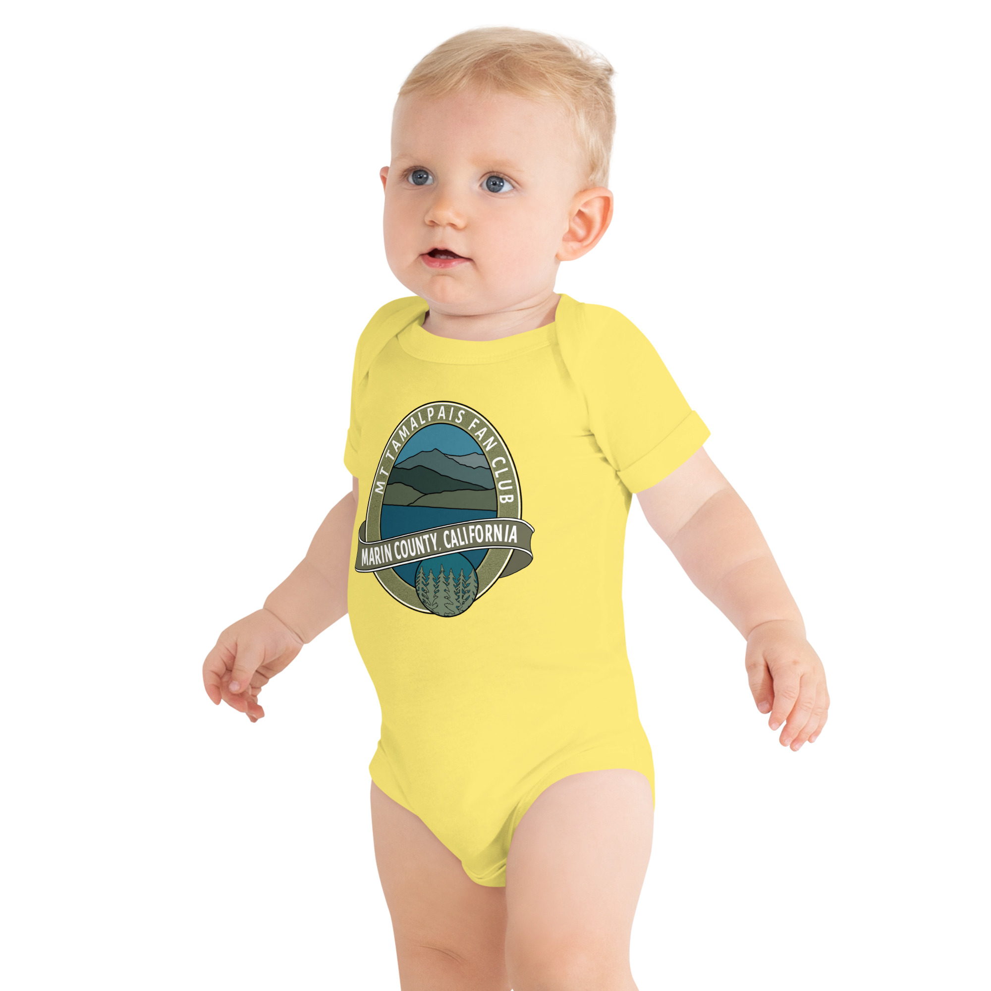 Baby Body Suit short sleeves MORE MOCK UPs - Oval Mt Tamalpais Marin County California Collector's Design Front - Image 4