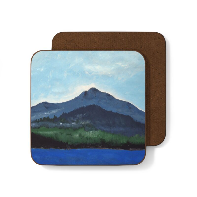 Hardboard Coaster - Mt Tamalpais Lake Watercolor - Hand Painted Print - Made in USA