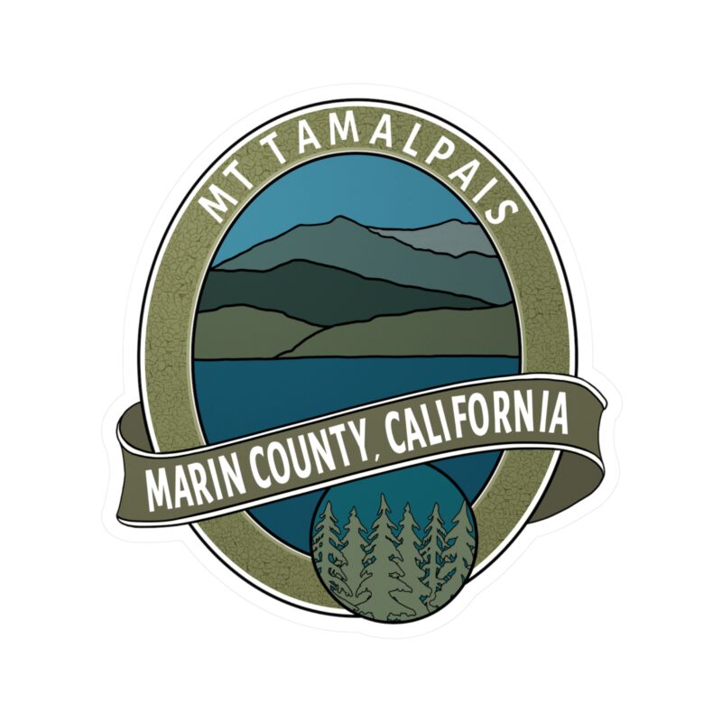 Kiss-Cut Sticker - Oval Mt. Tamalpais Marin County California Souvenir Design - Printed in Europe (PFY)