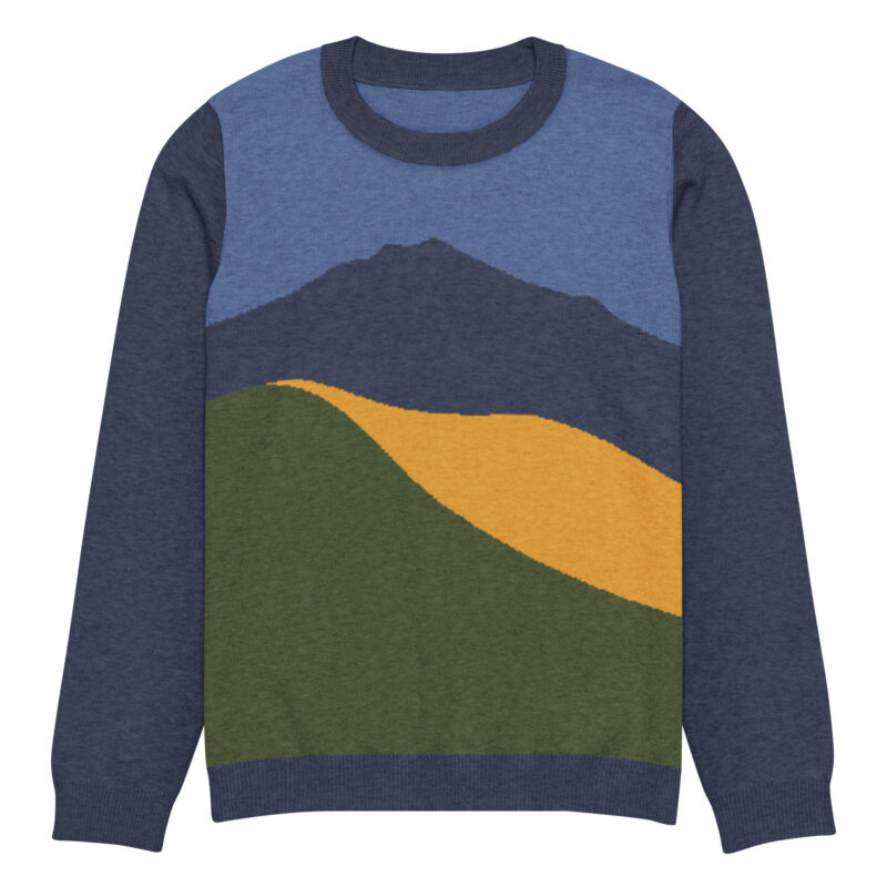 Knitted Mt Tamalpais Marin County California Sweater Unisex - Navy Denim Gold