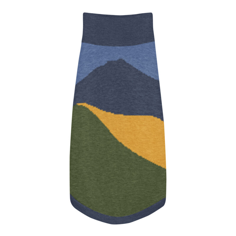 Knitted pet sweater - Mt Tamalpais Navy Green Gold - Select size for cats and dogs