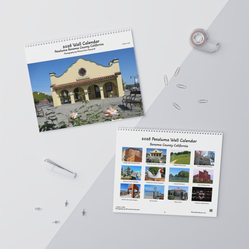 2026 Wall Calendar - Petaluma Sonoma County California - 2 page layout- Made in USA