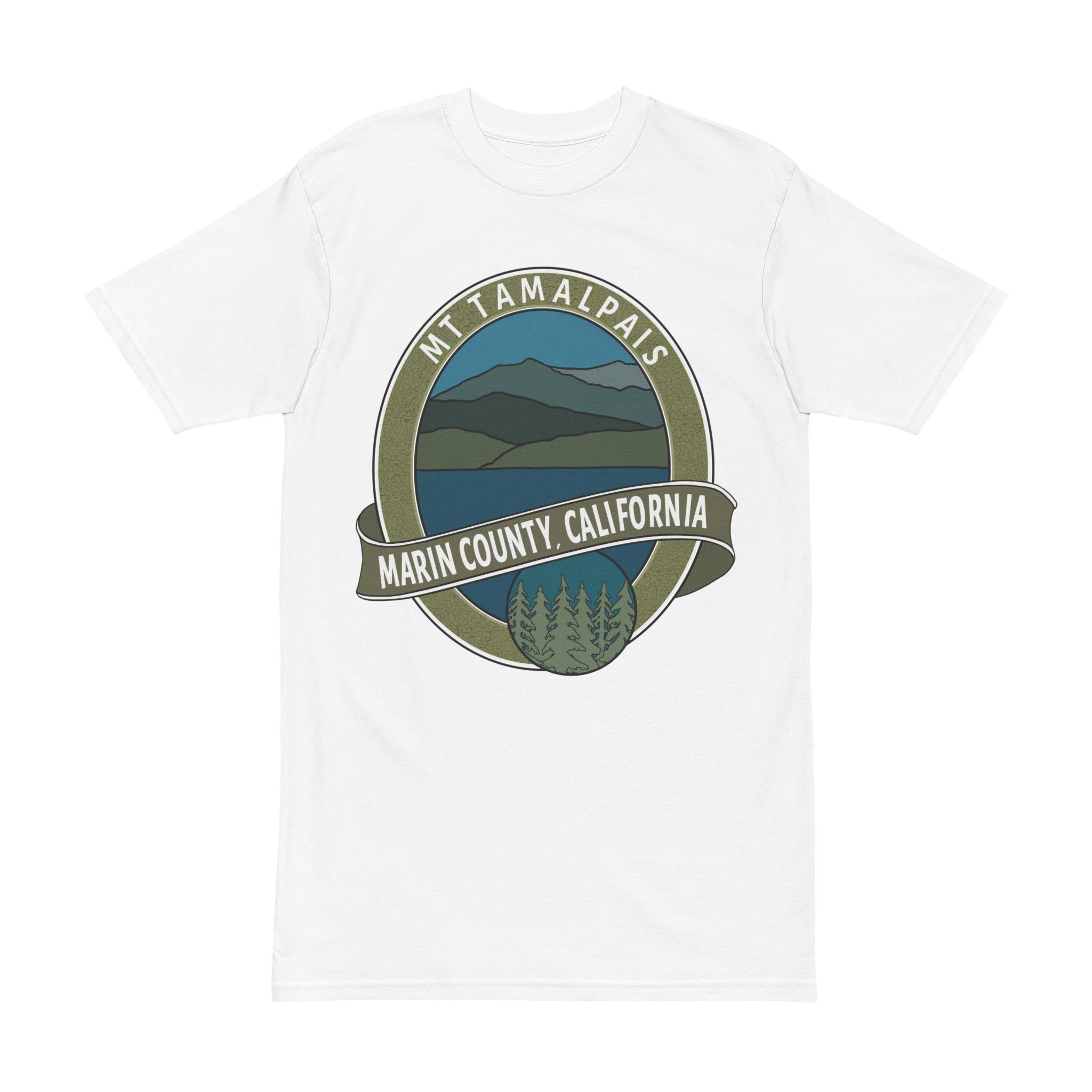 Men’s premium heavyweight tee 100% Cotton T-shirt - Oval Mt Tamalpais Marin County California Collector's Design - Select color - Image 3